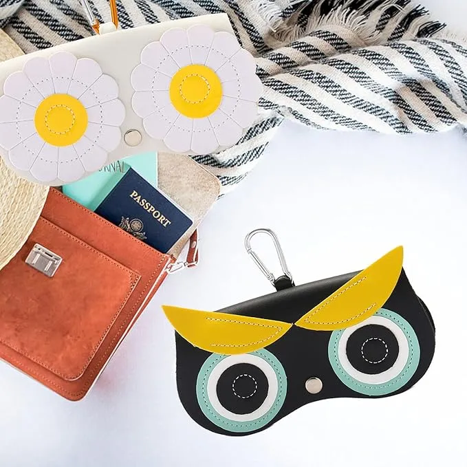 2 Pcs Eyeglass Pouch Multiple Cartoon Animal Sunglasses Double Safety