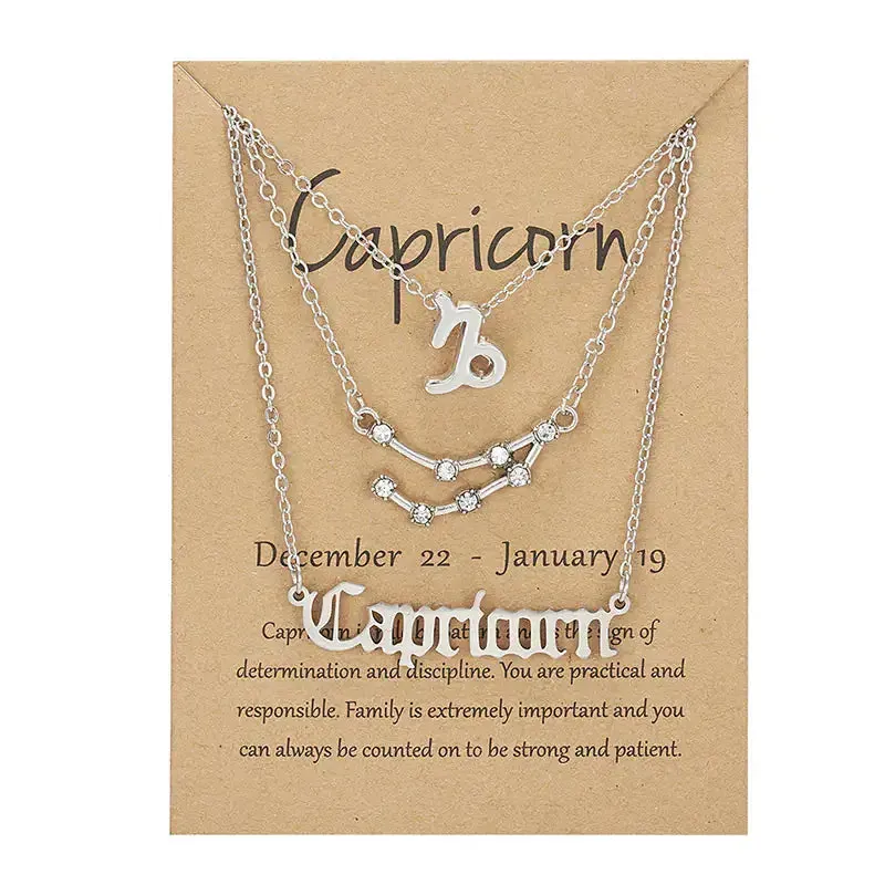 3pcs/set Zodiac Sign Necklace