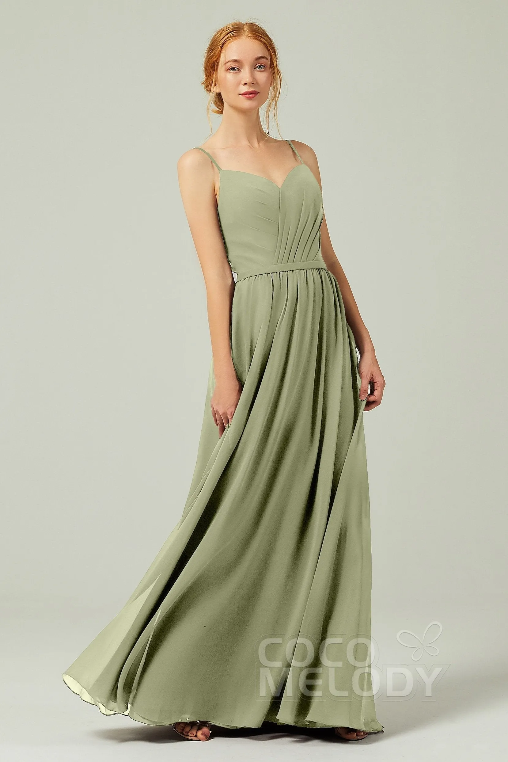 A-Line Floor Length Chiffon Bridesmaid Dress CB0296