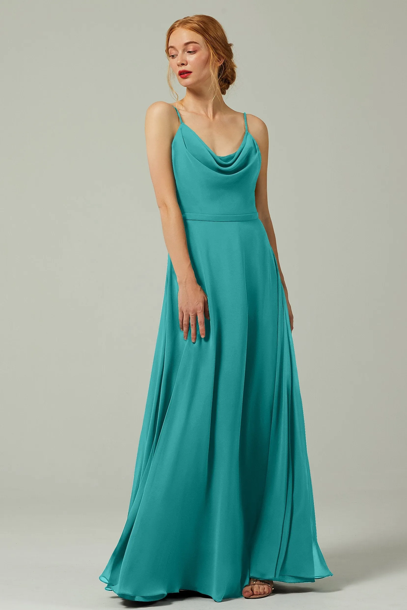 A-Line Floor Length Chiffon Bridesmaid Dress CB0322