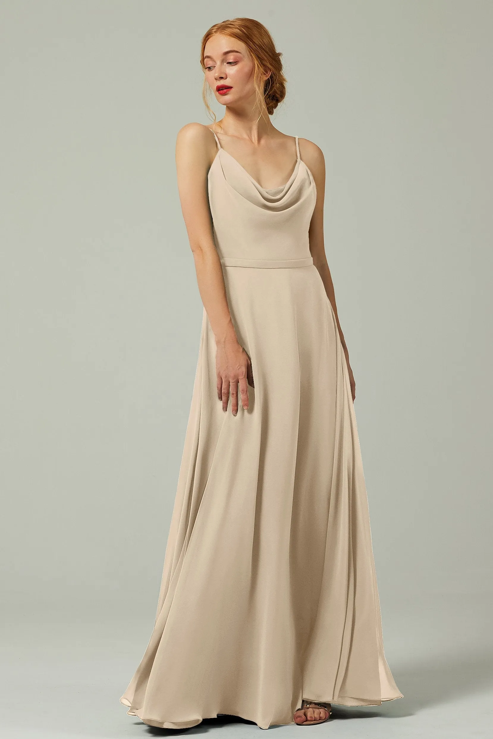A-Line Floor Length Chiffon Bridesmaid Dress CB0322
