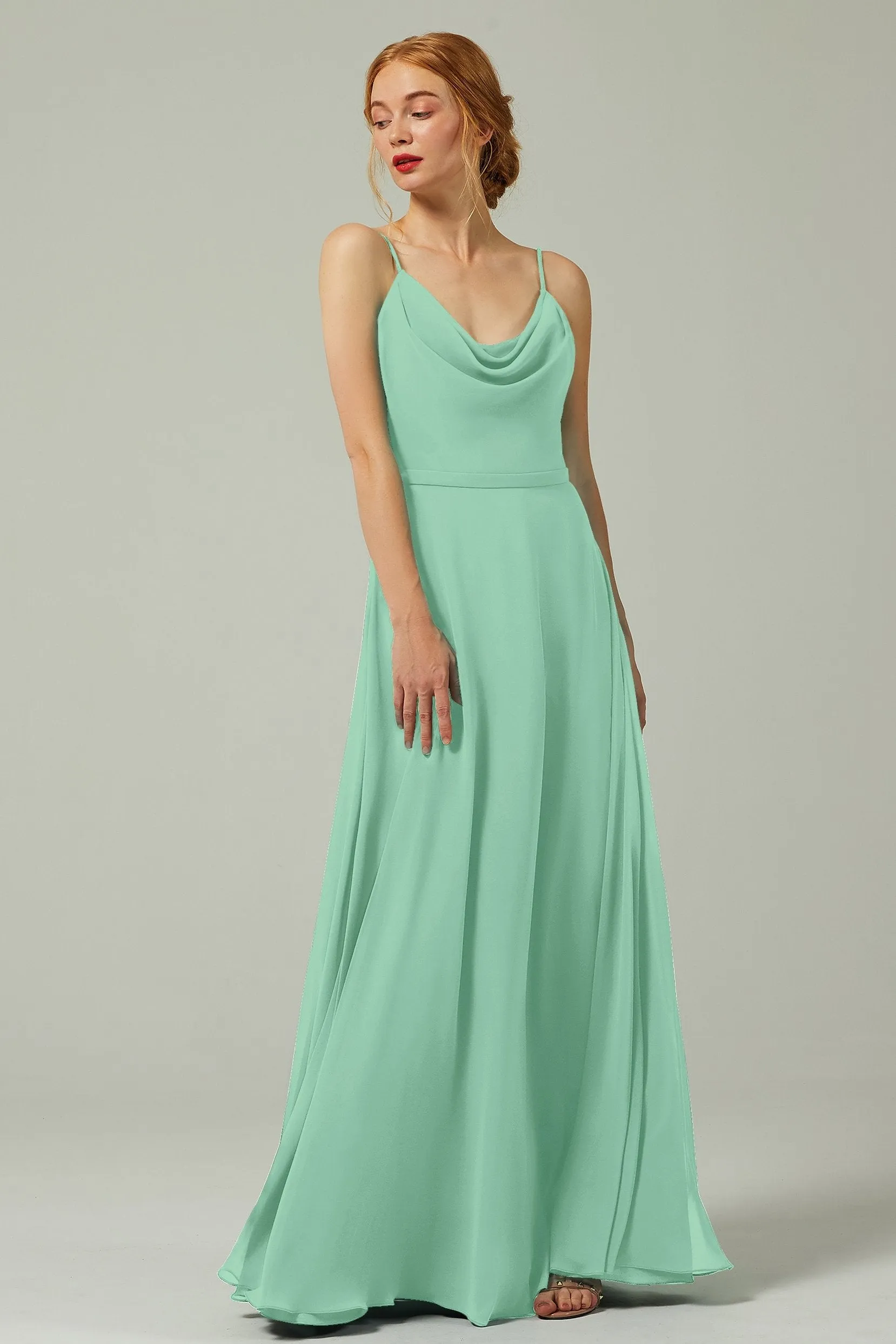 A-Line Floor Length Chiffon Bridesmaid Dress CB0322