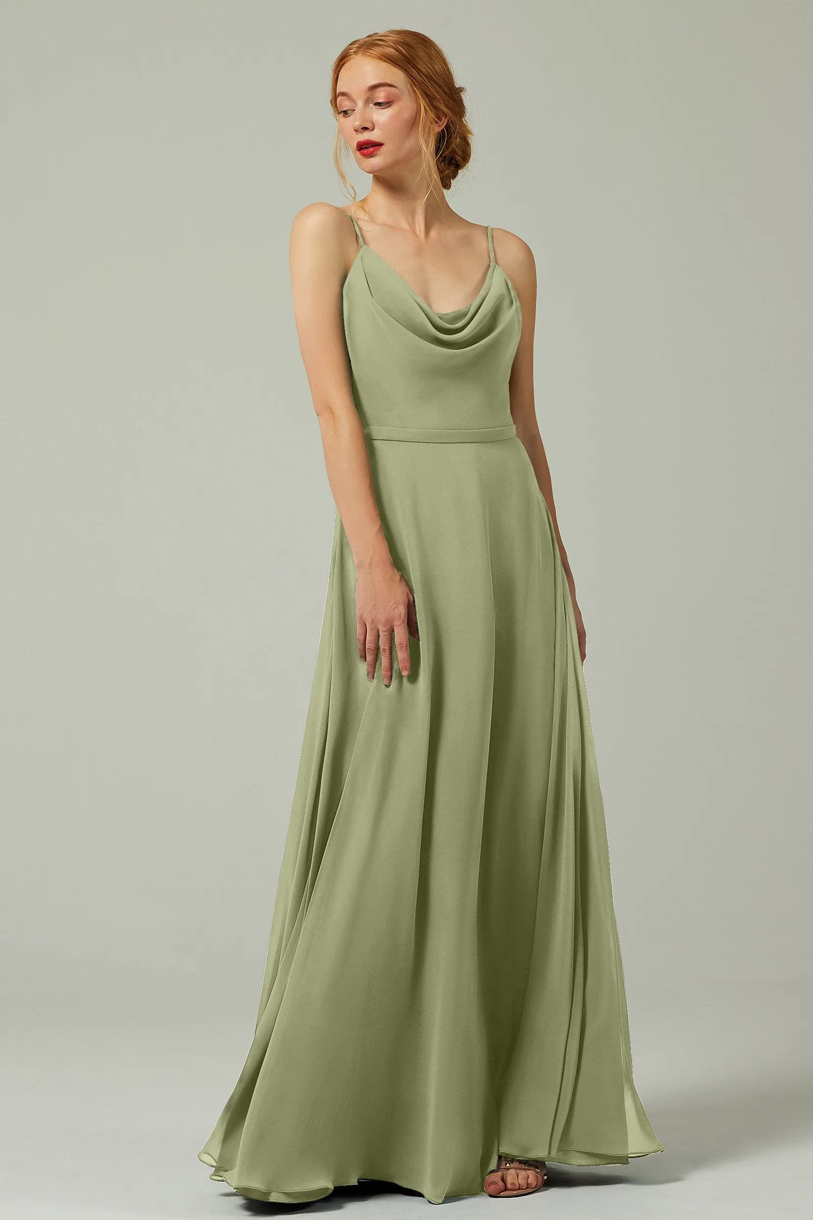 A-Line Floor Length Chiffon Bridesmaid Dress CB0322