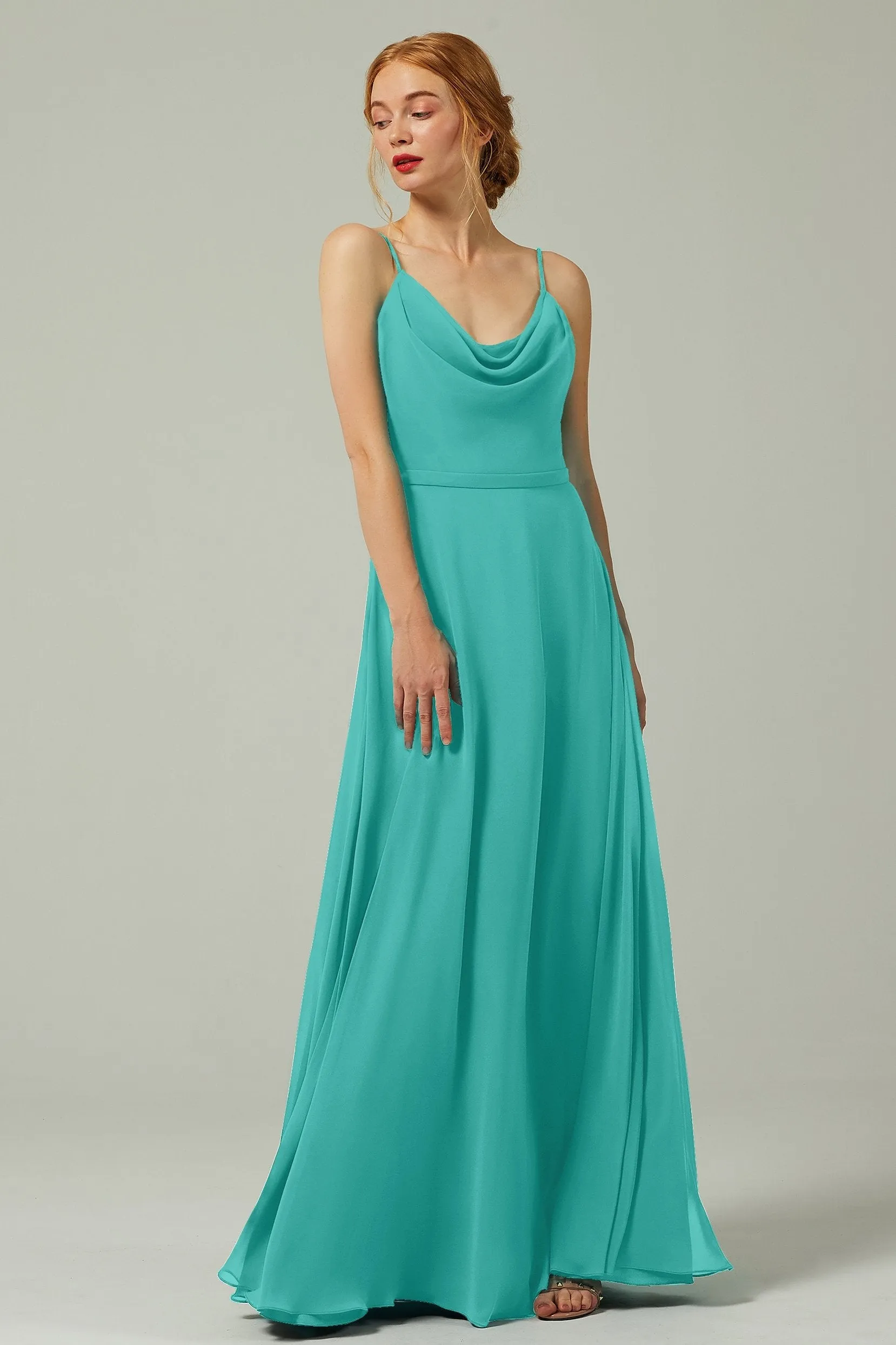 A-Line Floor Length Chiffon Bridesmaid Dress CB0322