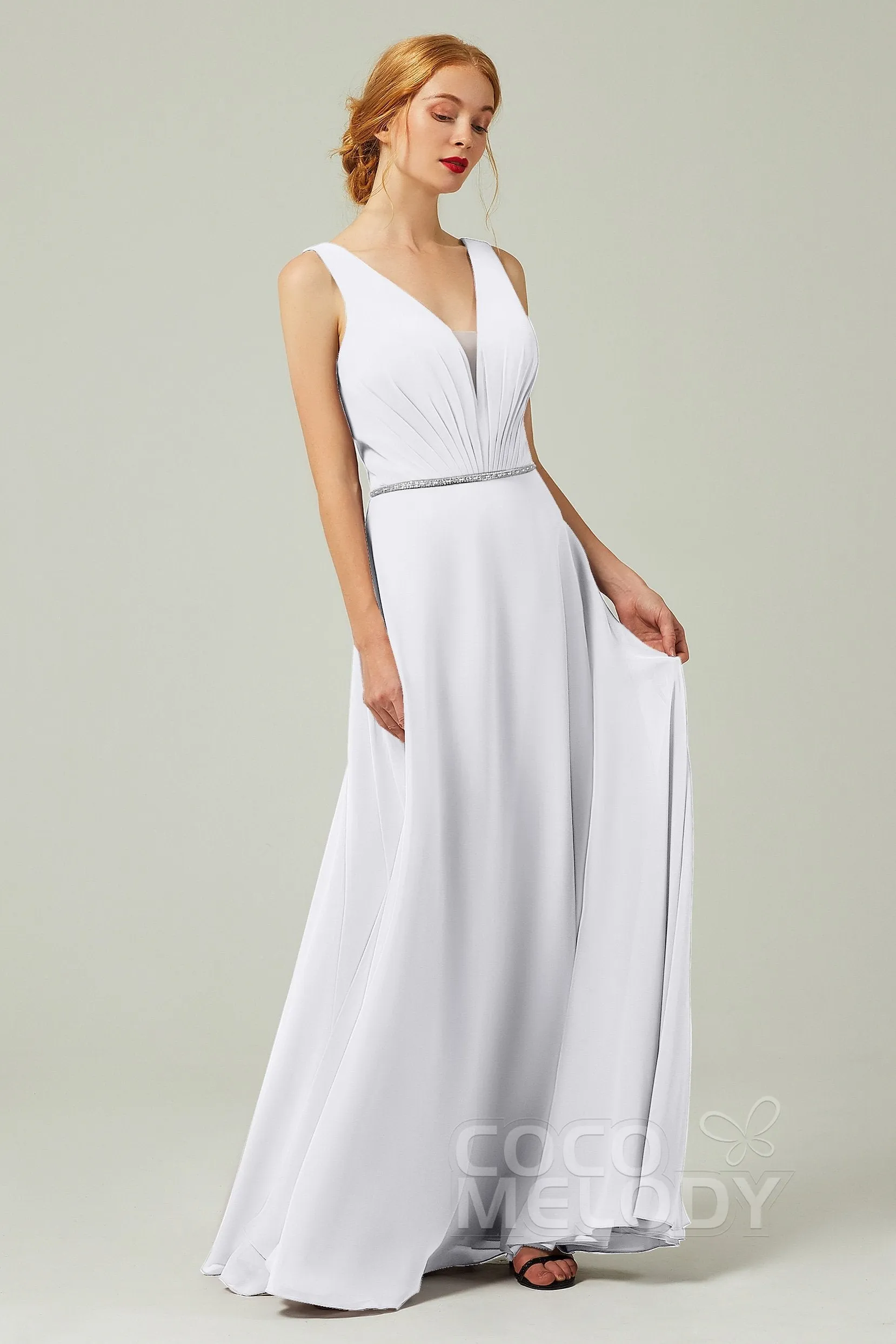 A-Line Floor Length Chiffon Bridesmaid Dress CB0332