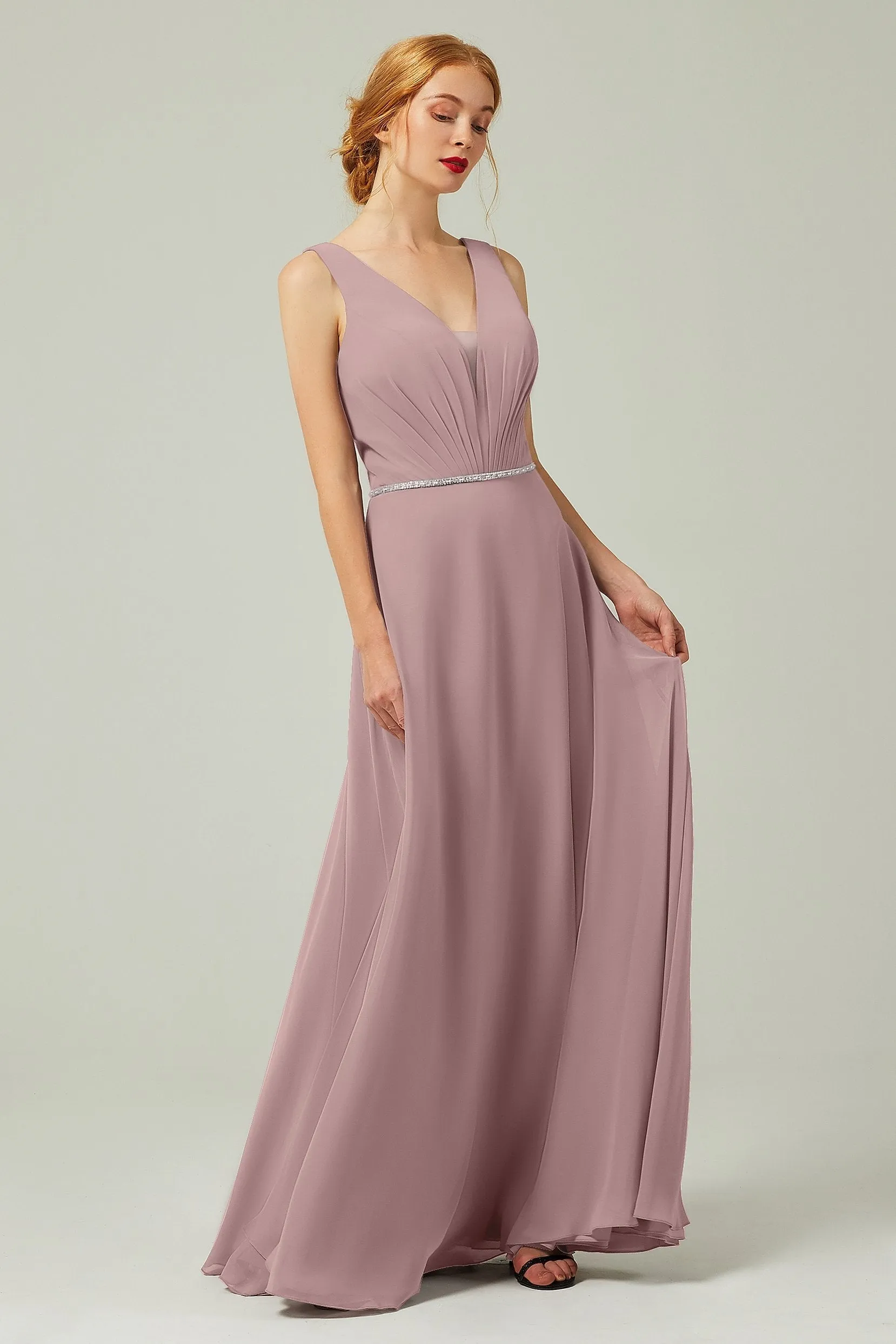 A-Line Floor Length Chiffon Bridesmaid Dress CB0332