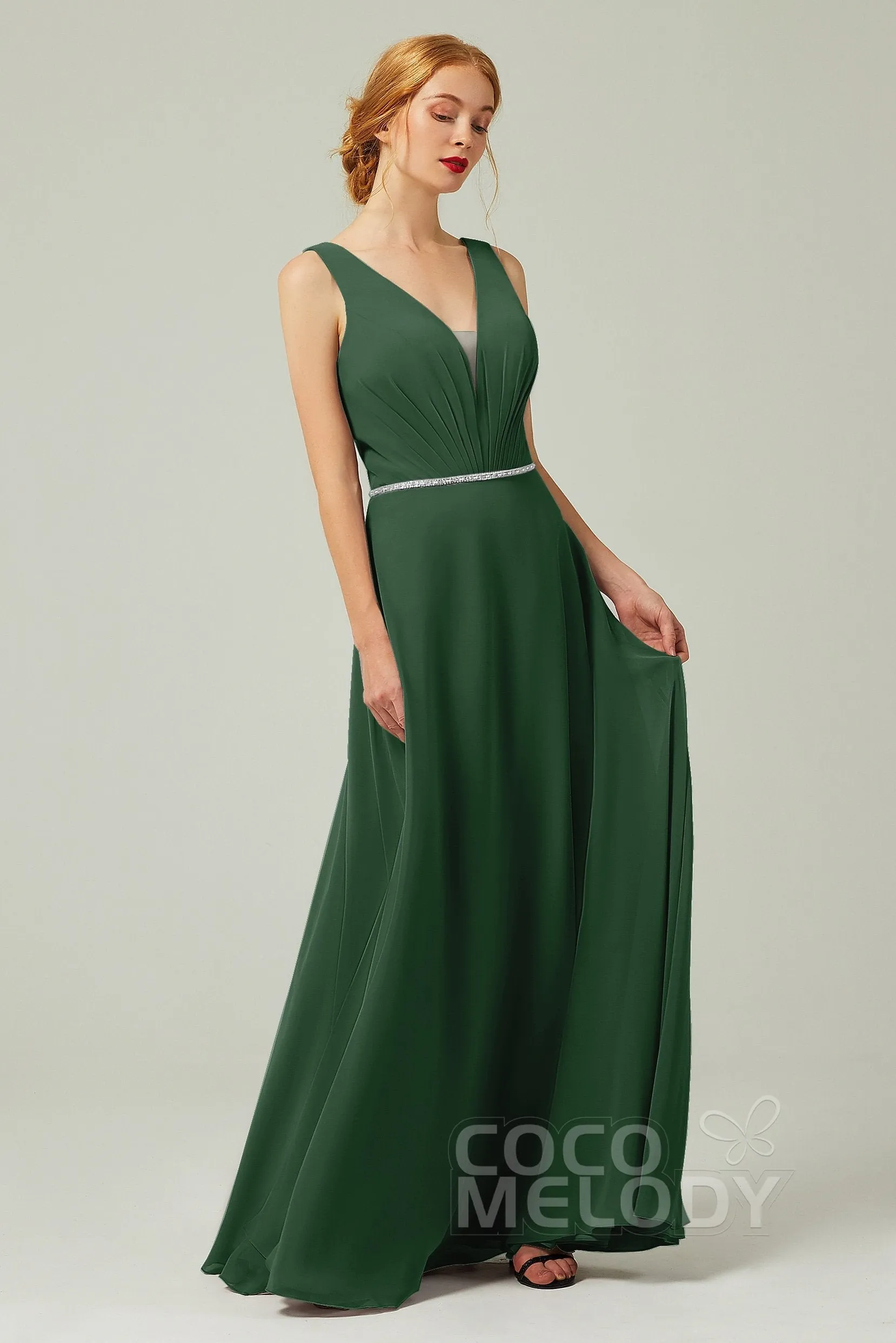 A-Line Floor Length Chiffon Bridesmaid Dress CB0332