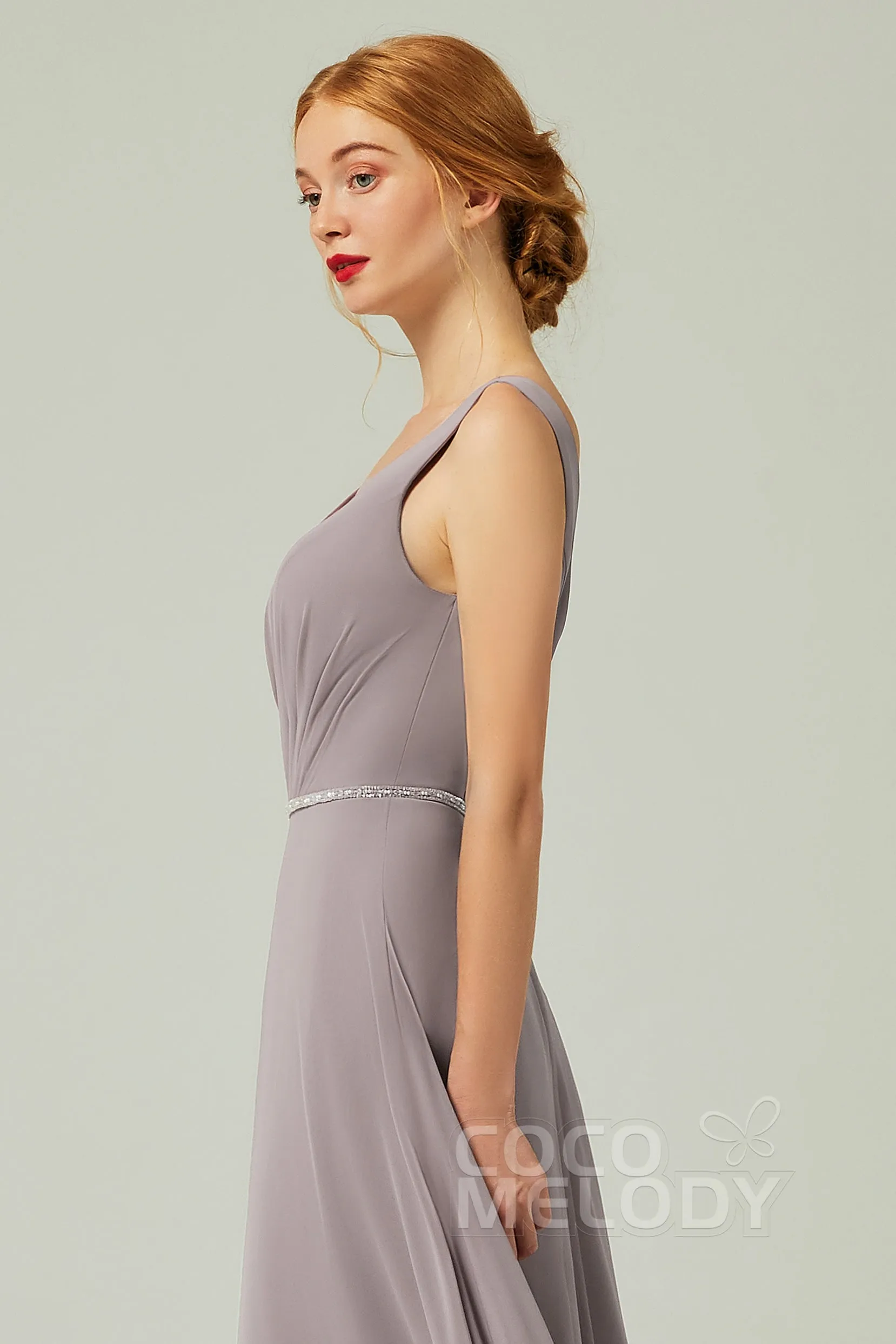A-Line Floor Length Chiffon Bridesmaid Dress CB0332