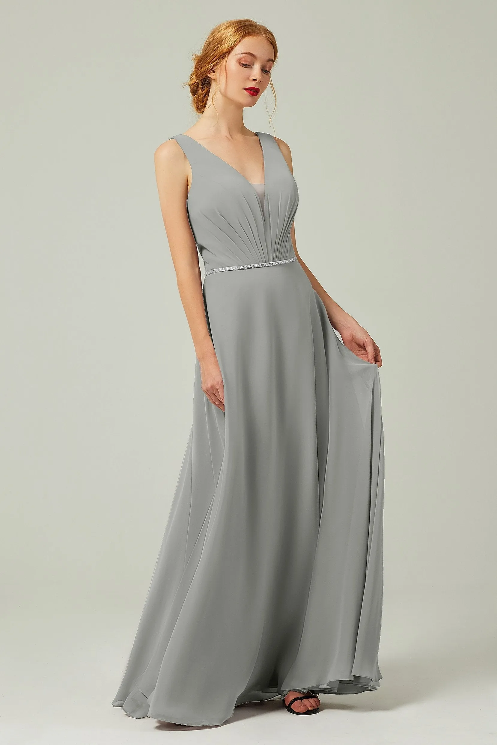 A-Line Floor Length Chiffon Bridesmaid Dress CB0332