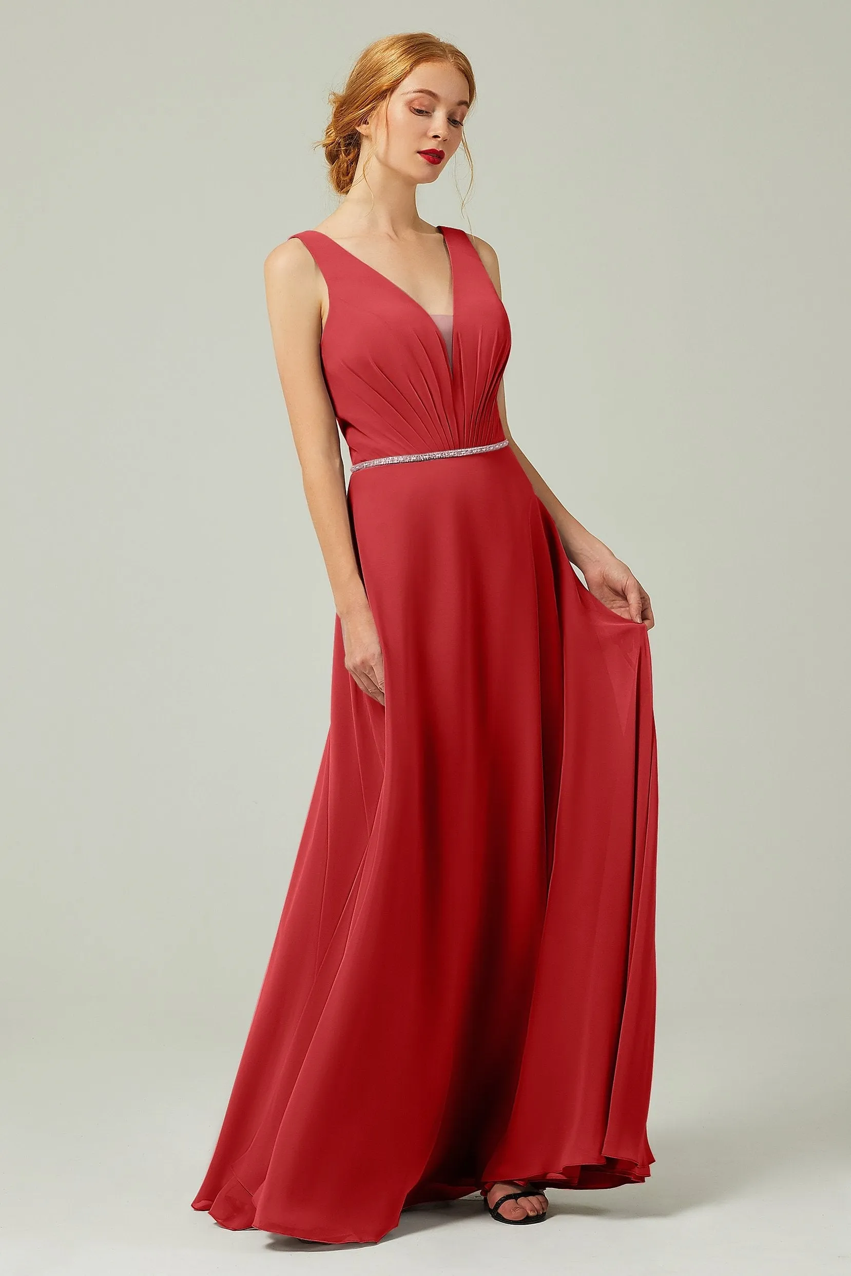 A-Line Floor Length Chiffon Bridesmaid Dress CB0332
