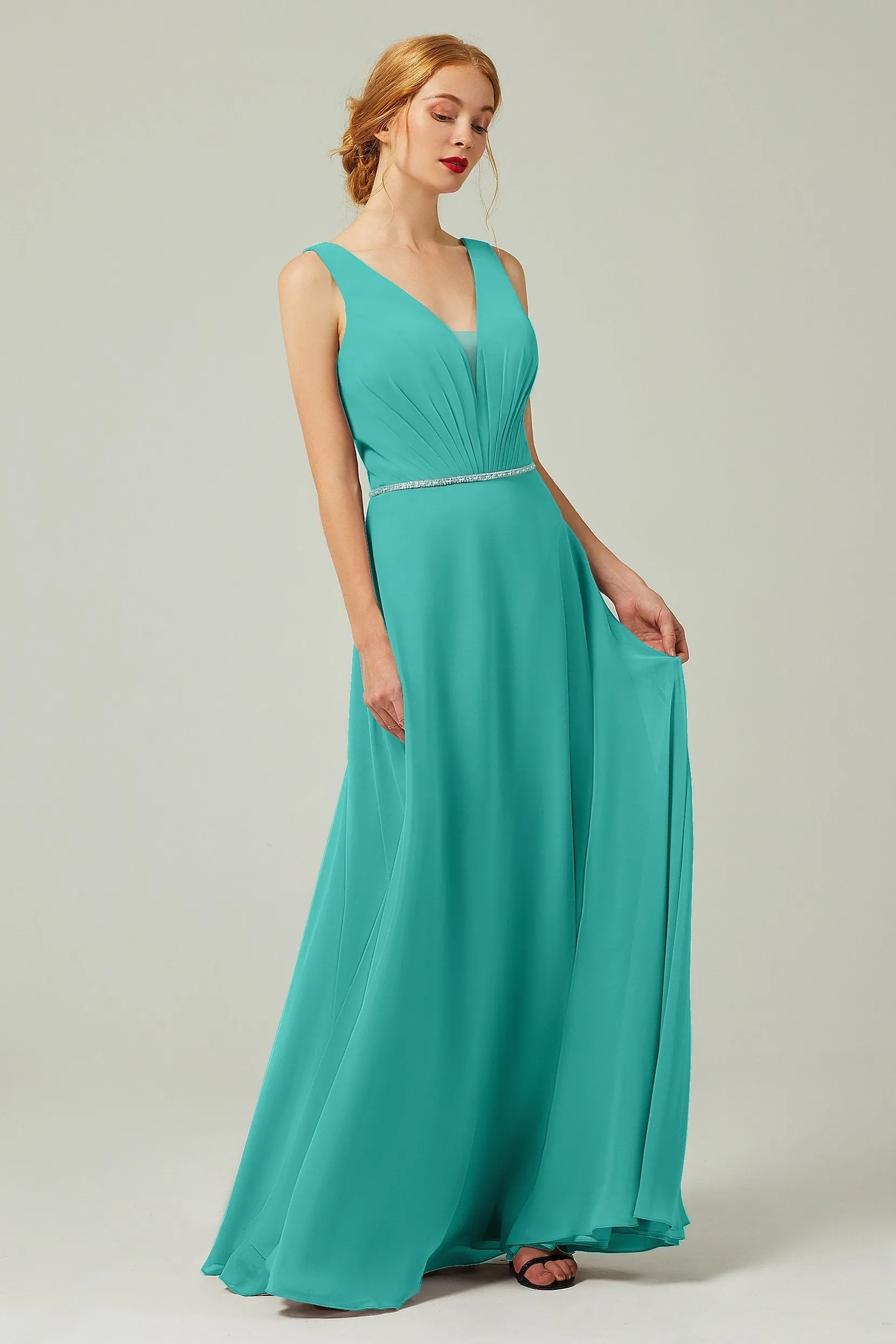 A-Line Floor Length Chiffon Bridesmaid Dress CB0332