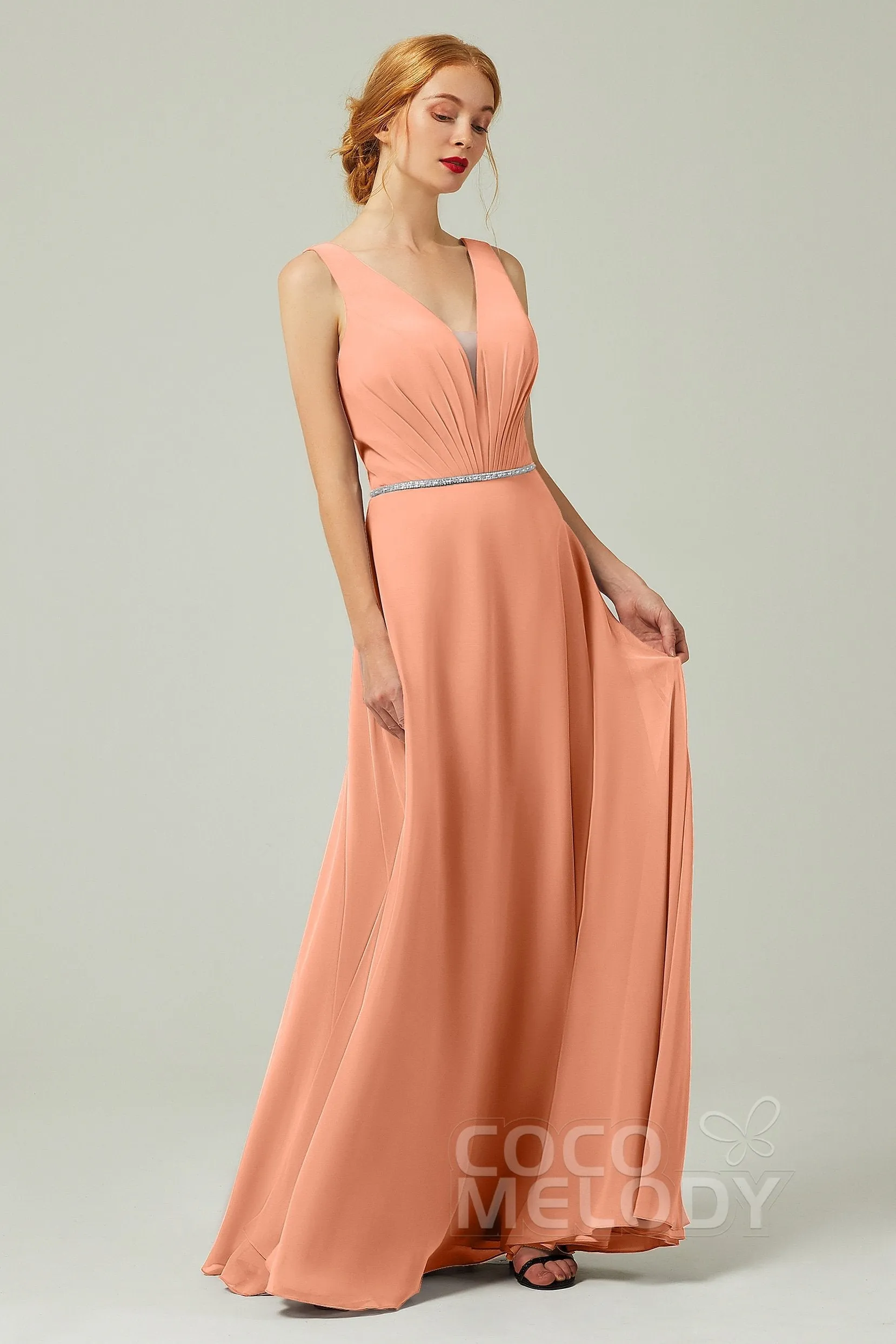 A-Line Floor Length Chiffon Bridesmaid Dress CB0332