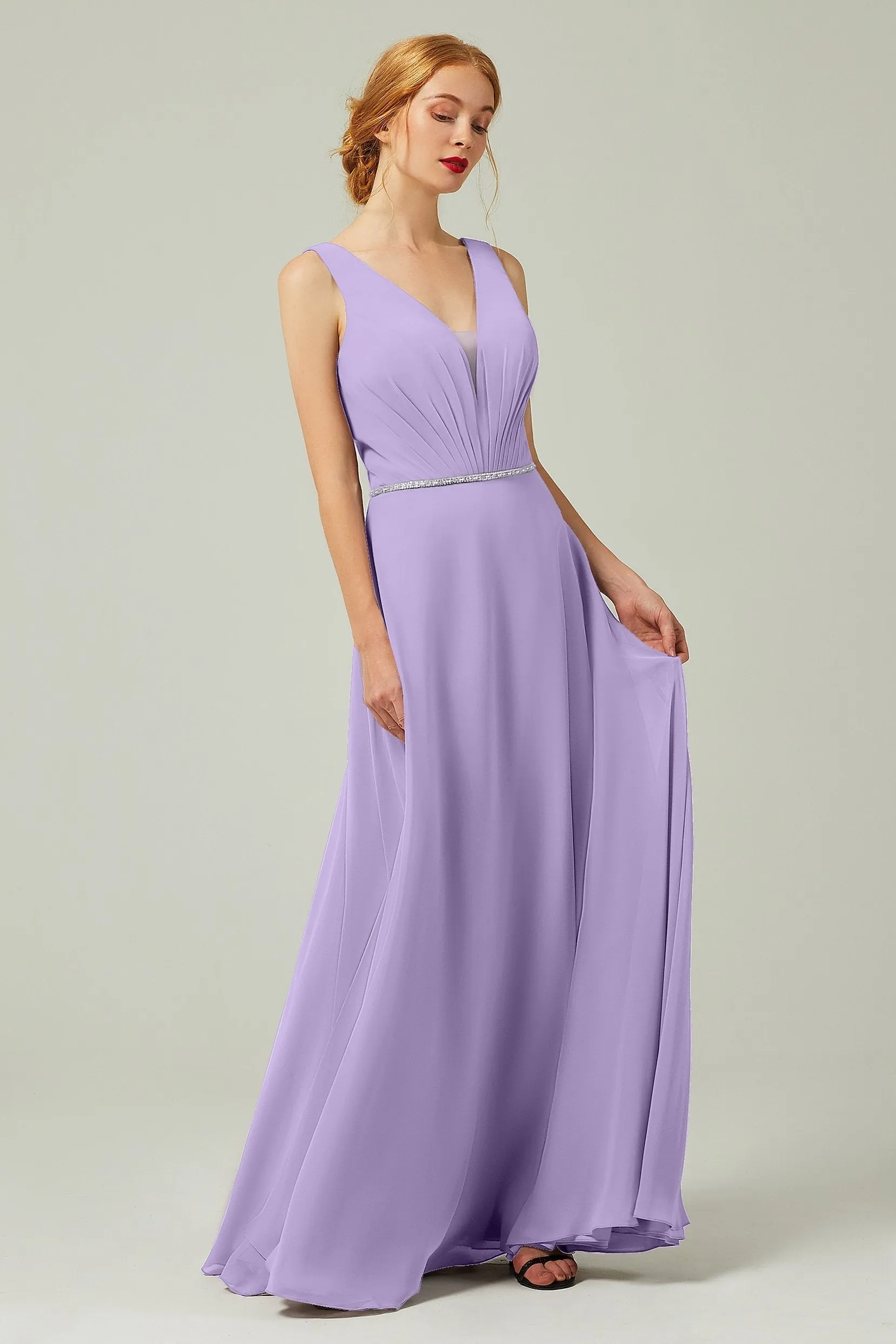 A-Line Floor Length Chiffon Bridesmaid Dress CB0332