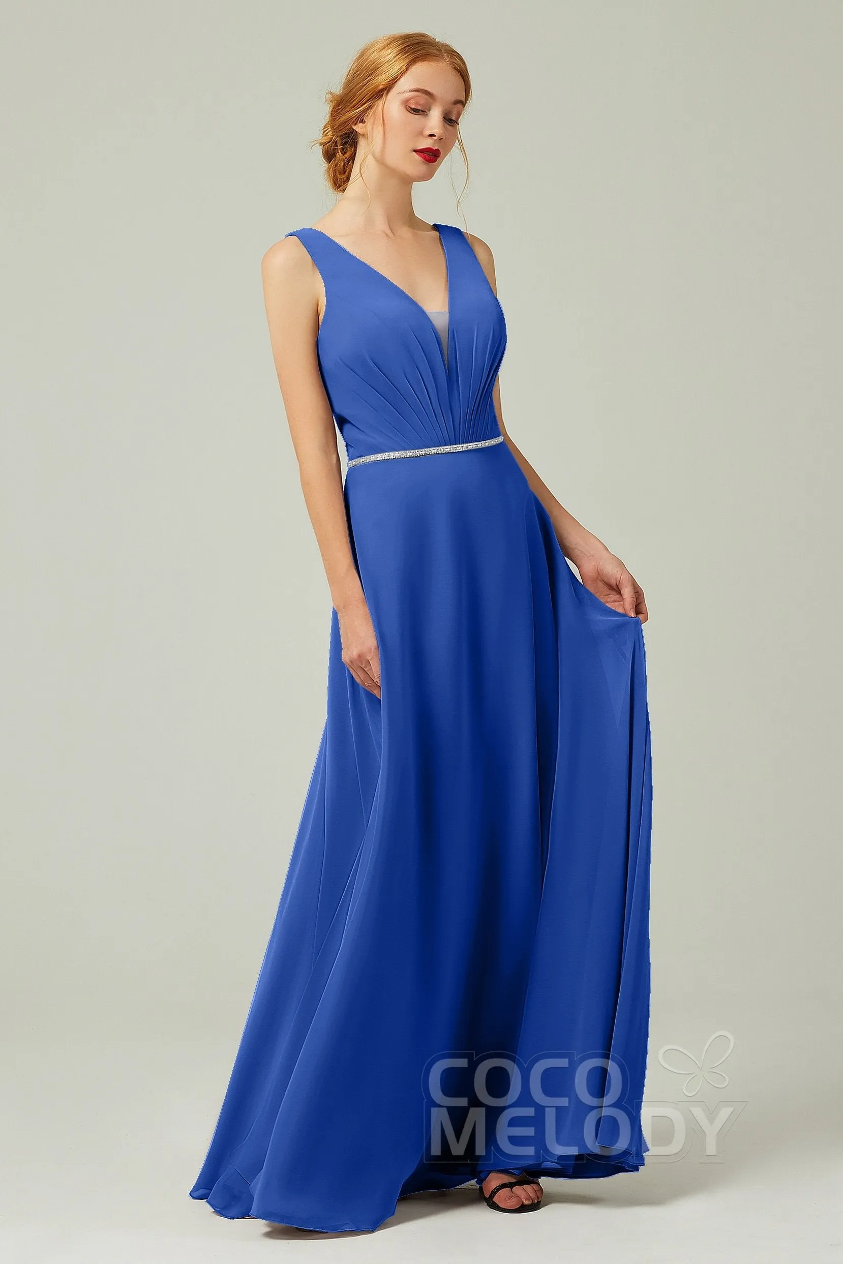 A-Line Floor Length Chiffon Bridesmaid Dress CB0332