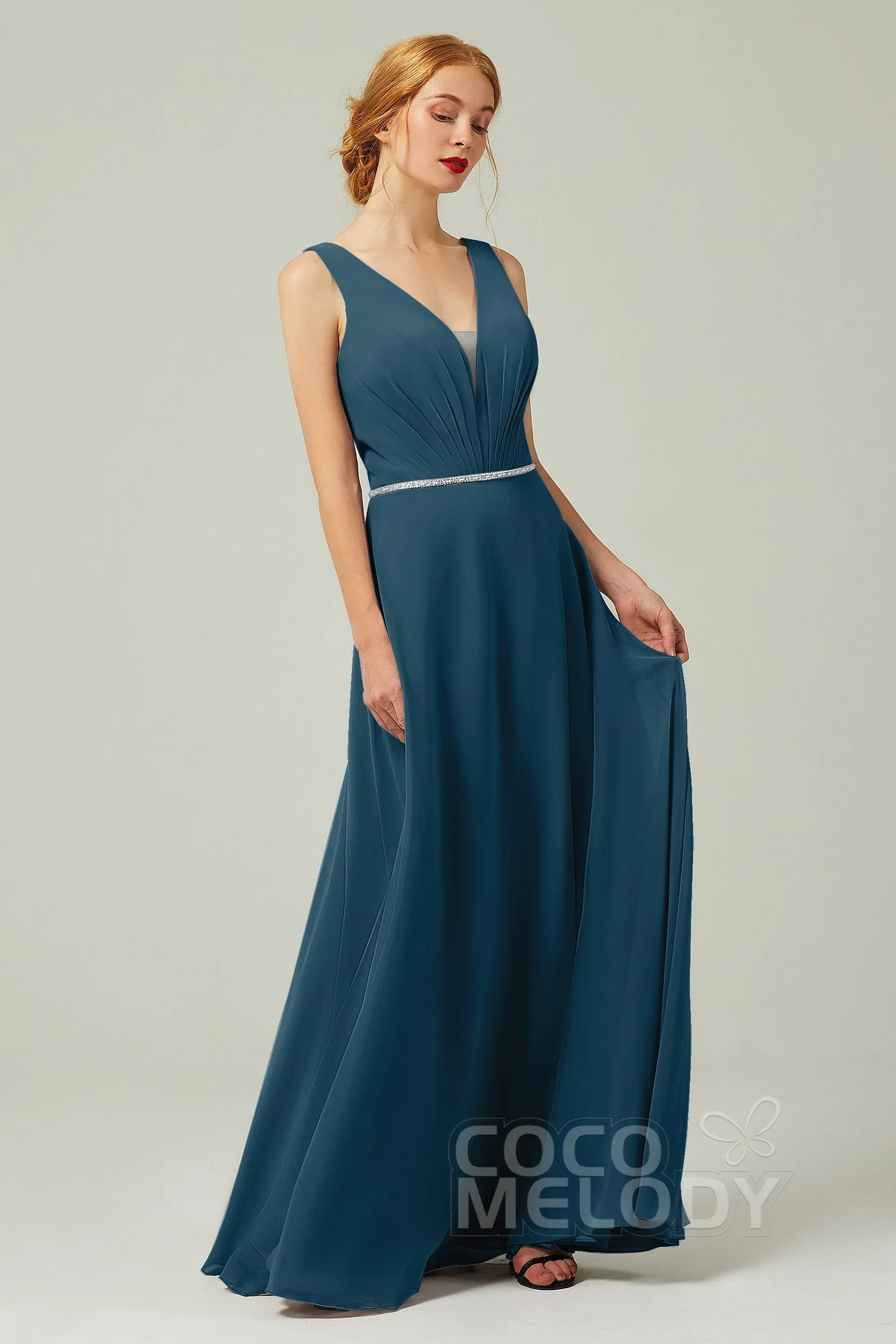A-Line Floor Length Chiffon Bridesmaid Dress CB0332