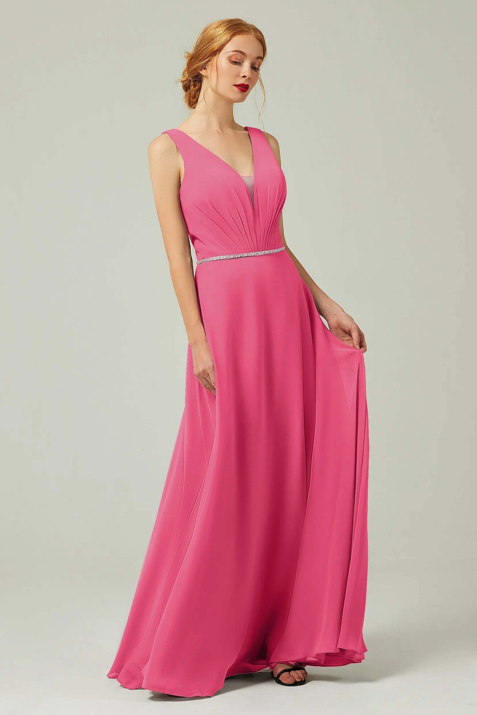 A-Line Floor Length Chiffon Bridesmaid Dress CB0332