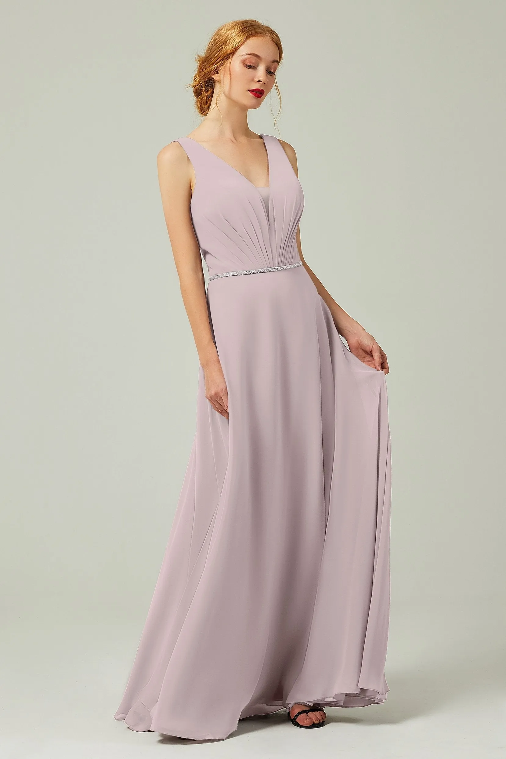 A-Line Floor Length Chiffon Bridesmaid Dress CB0332