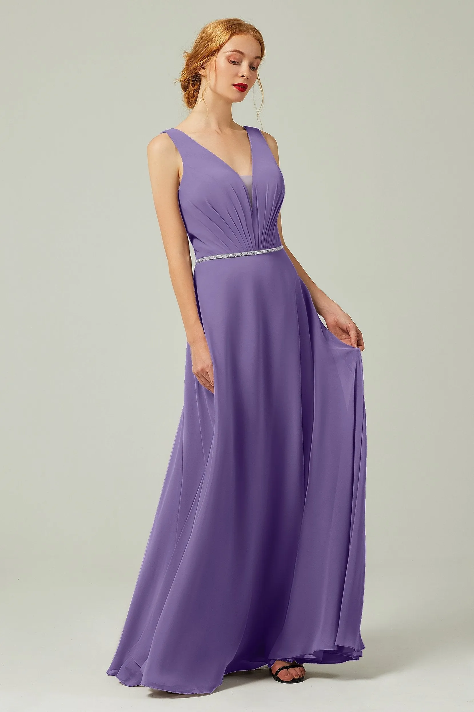 A-Line Floor Length Chiffon Bridesmaid Dress CB0332