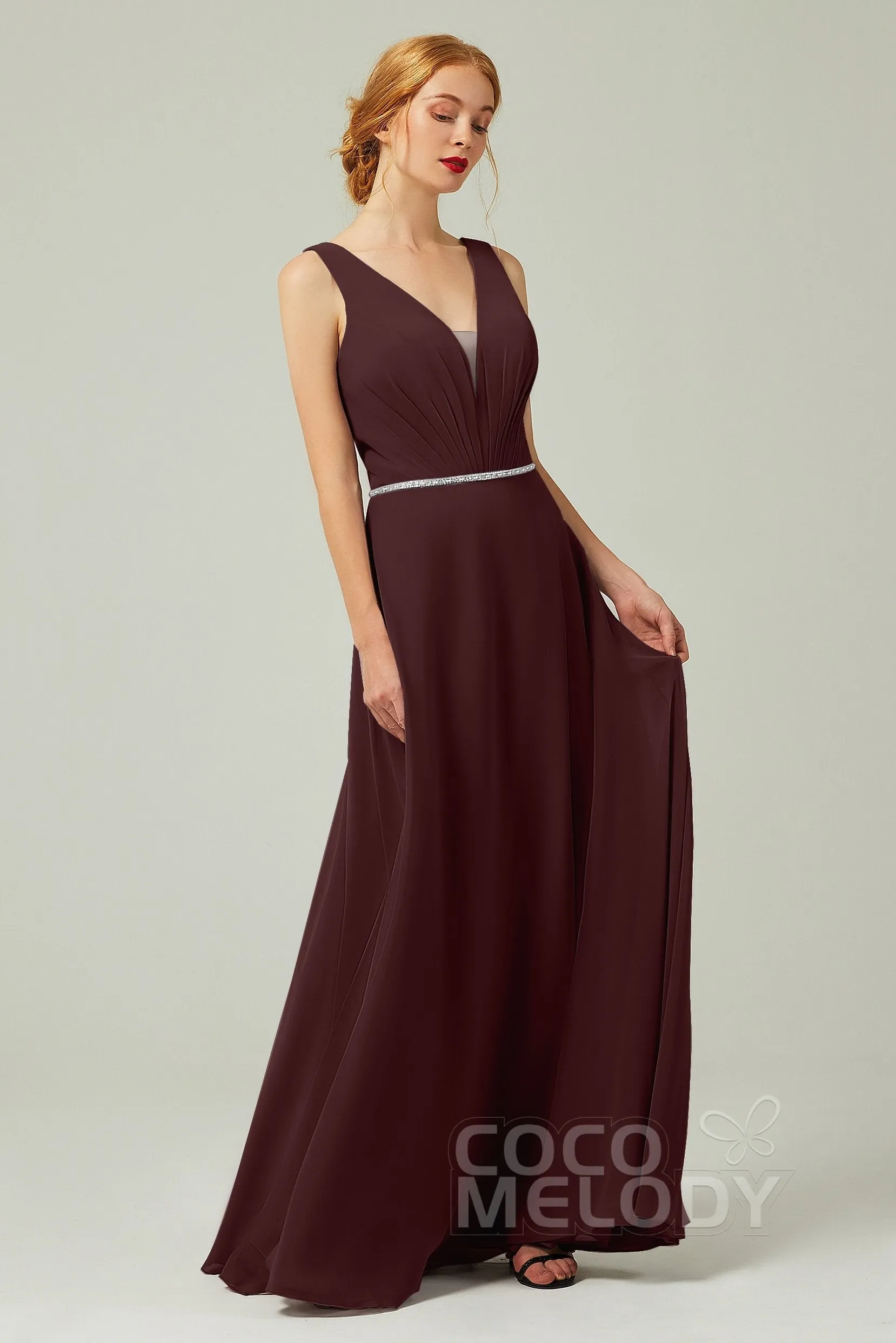 A-Line Floor Length Chiffon Bridesmaid Dress CB0332