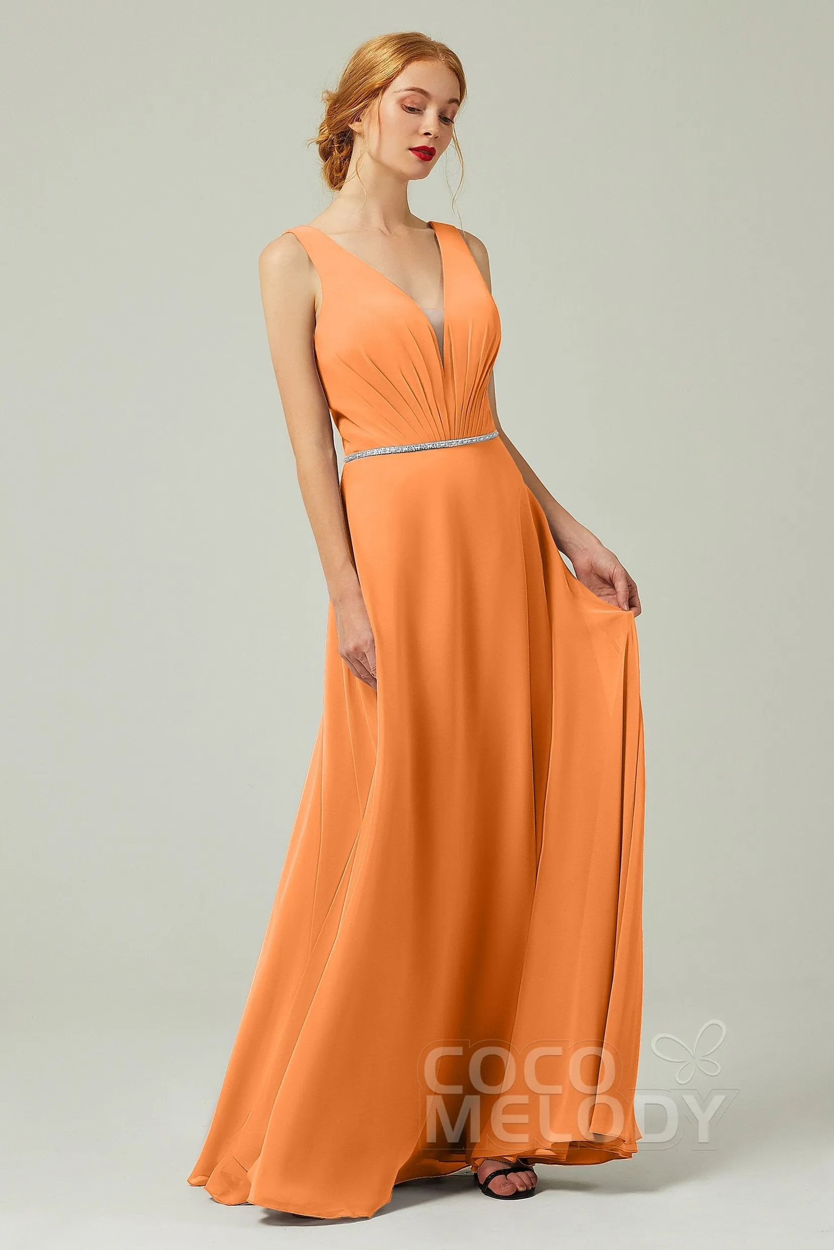 A-Line Floor Length Chiffon Bridesmaid Dress CB0332