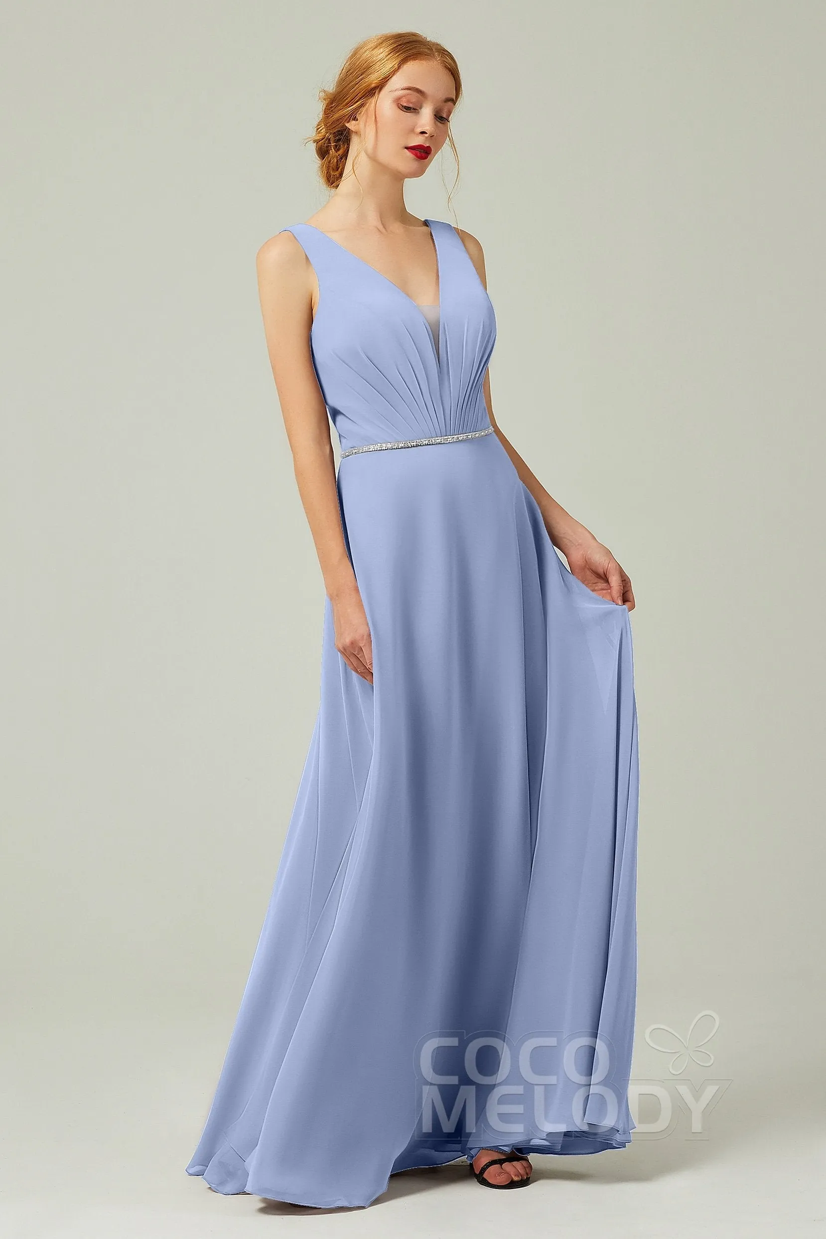 A-Line Floor Length Chiffon Bridesmaid Dress CB0332