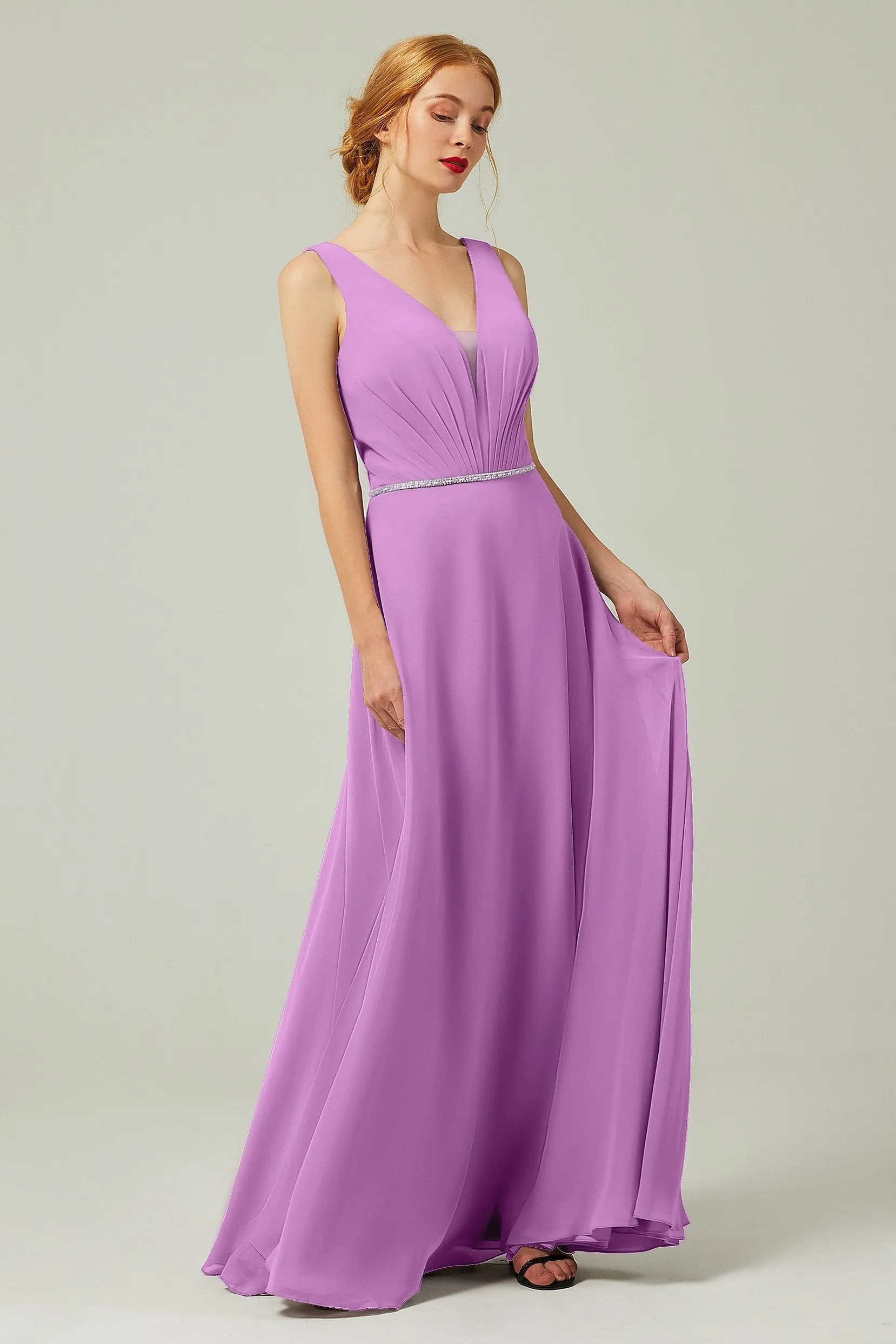 A-Line Floor Length Chiffon Bridesmaid Dress CB0332