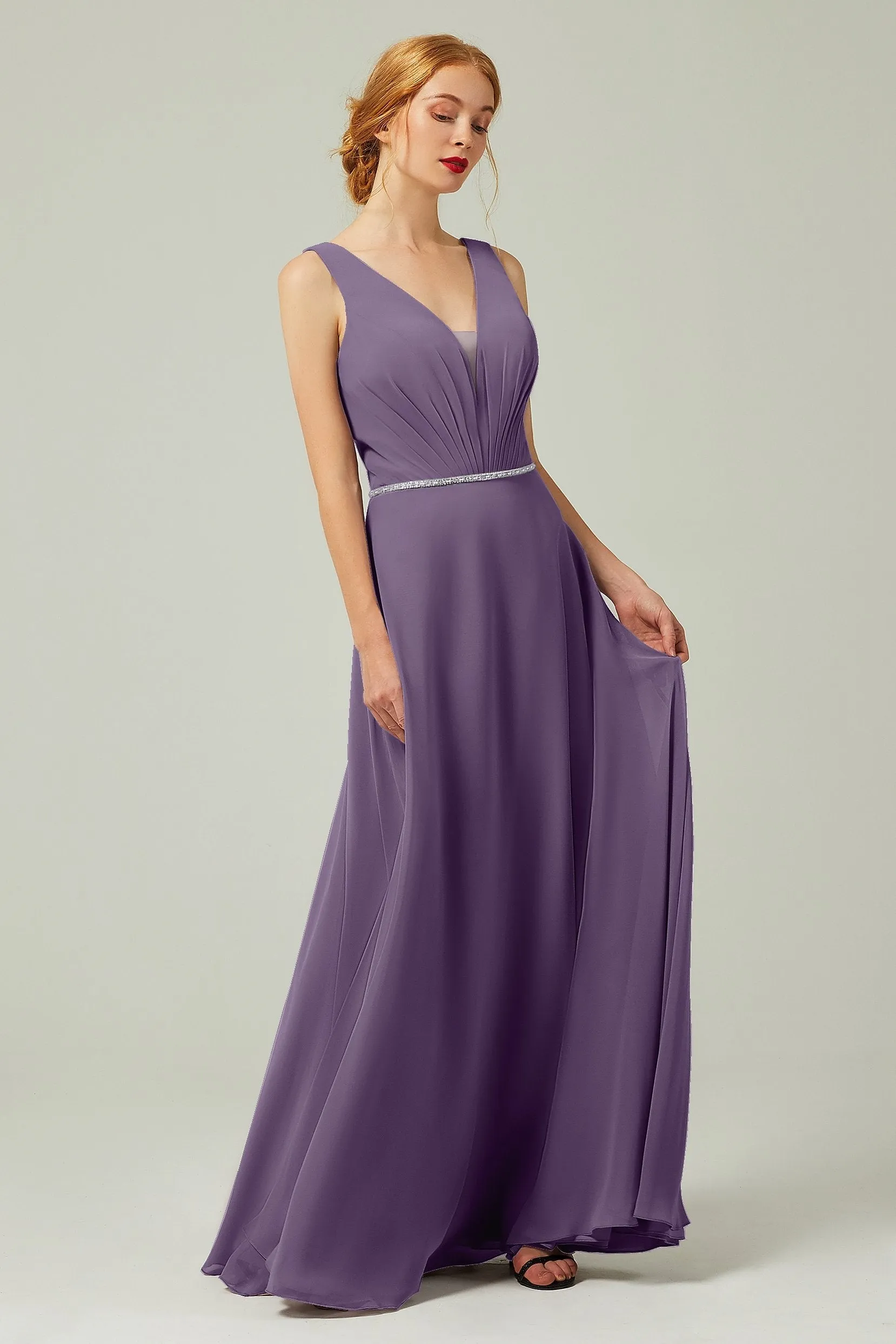 A-Line Floor Length Chiffon Bridesmaid Dress CB0332