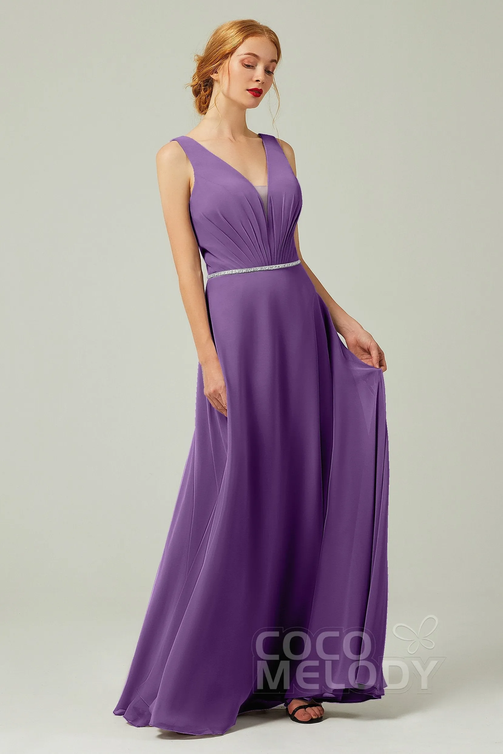 A-Line Floor Length Chiffon Bridesmaid Dress CB0332