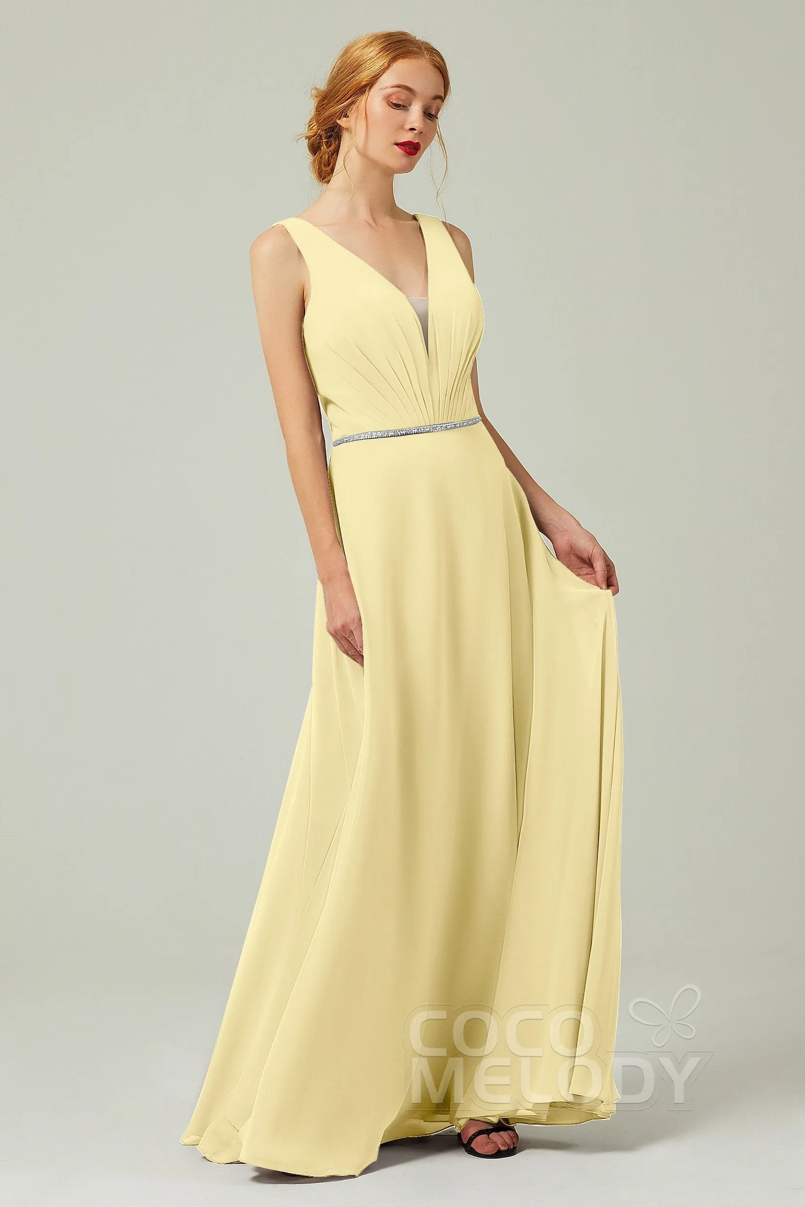 A-Line Floor Length Chiffon Bridesmaid Dress CB0332