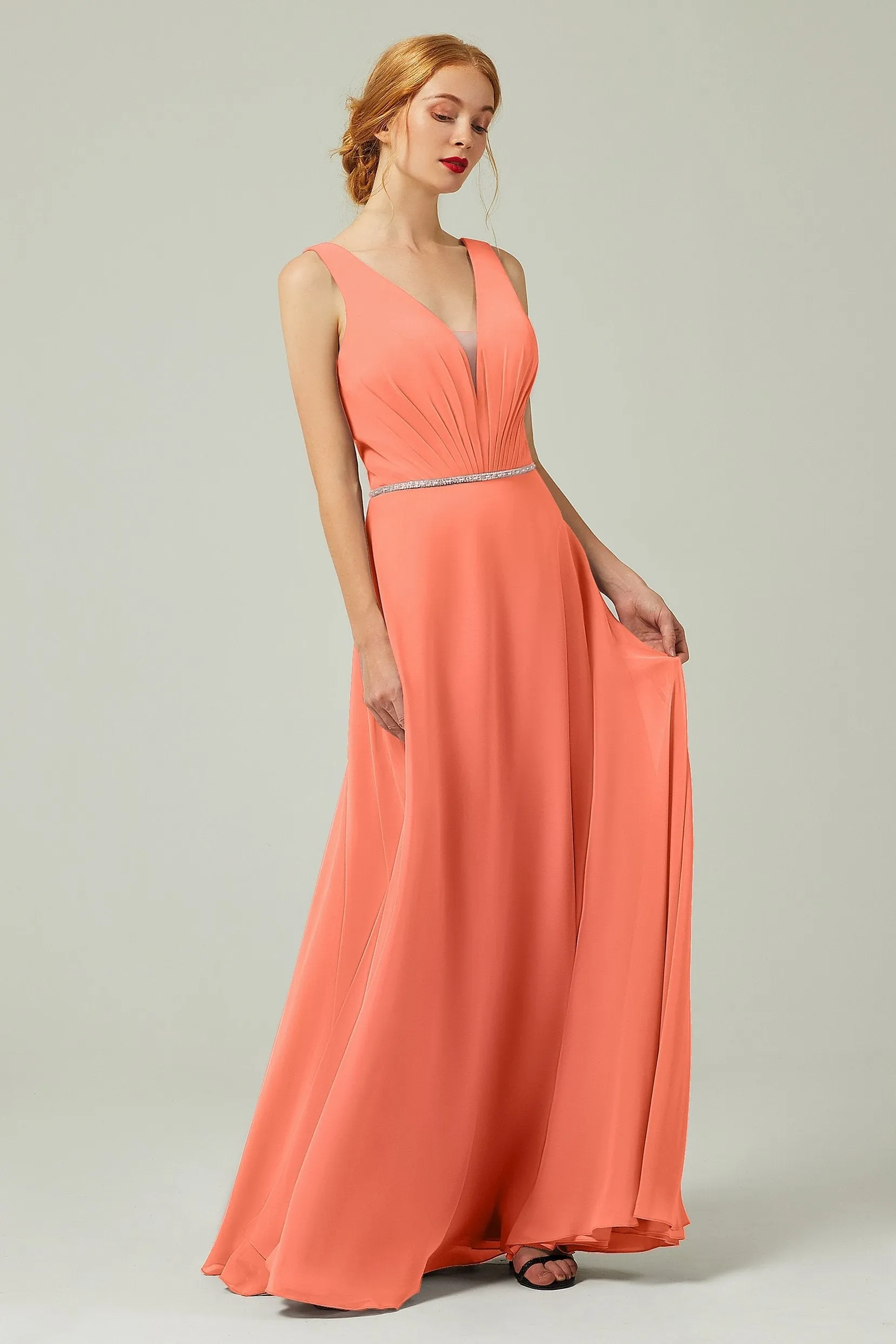 A-Line Floor Length Chiffon Bridesmaid Dress CB0332
