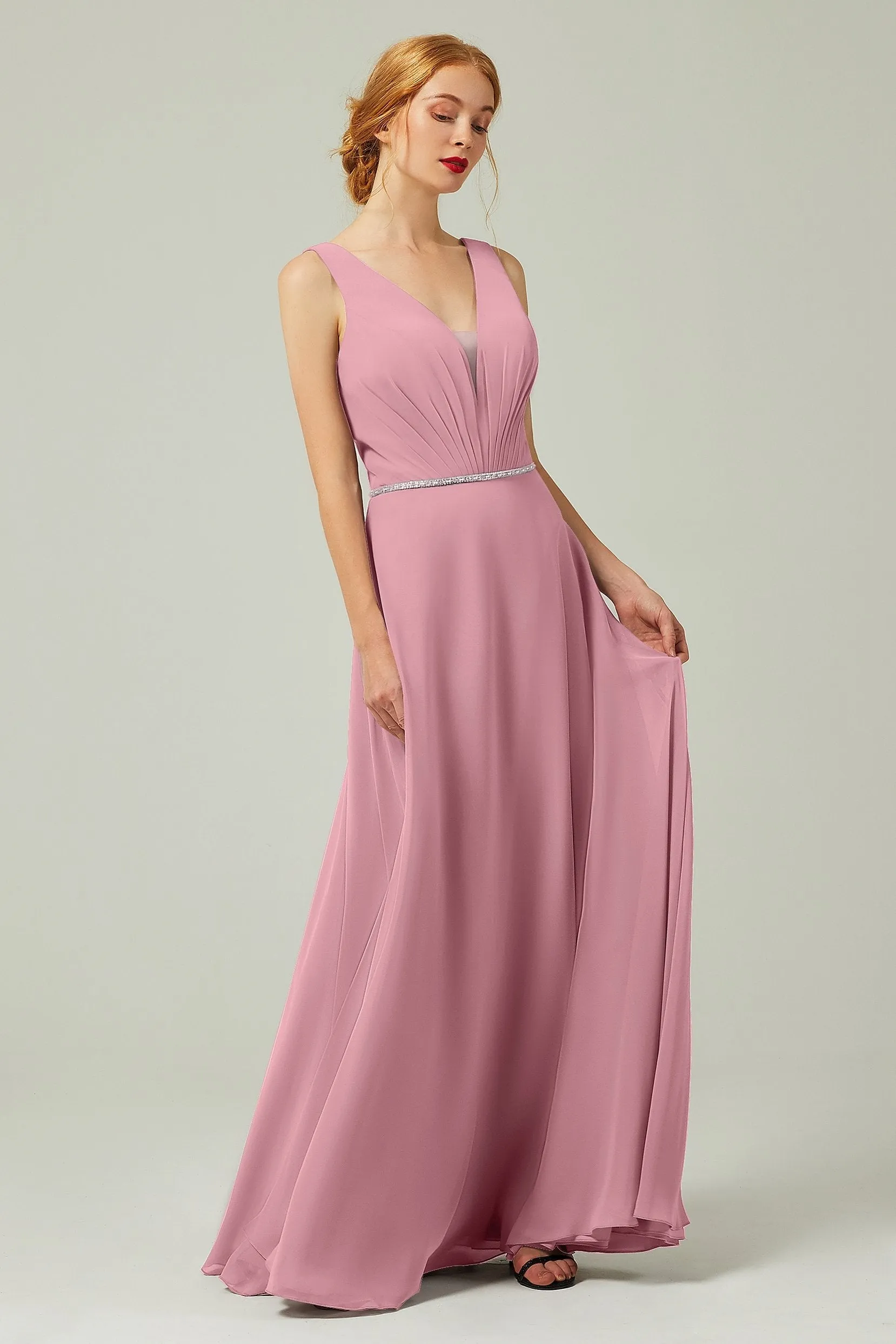 A-Line Floor Length Chiffon Bridesmaid Dress CB0332