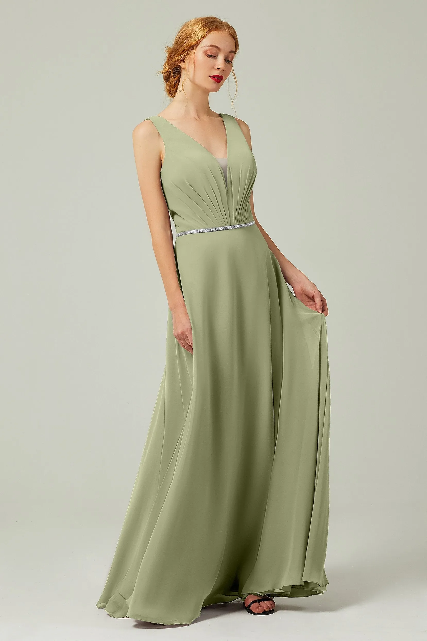 A-Line Floor Length Chiffon Bridesmaid Dress CB0332