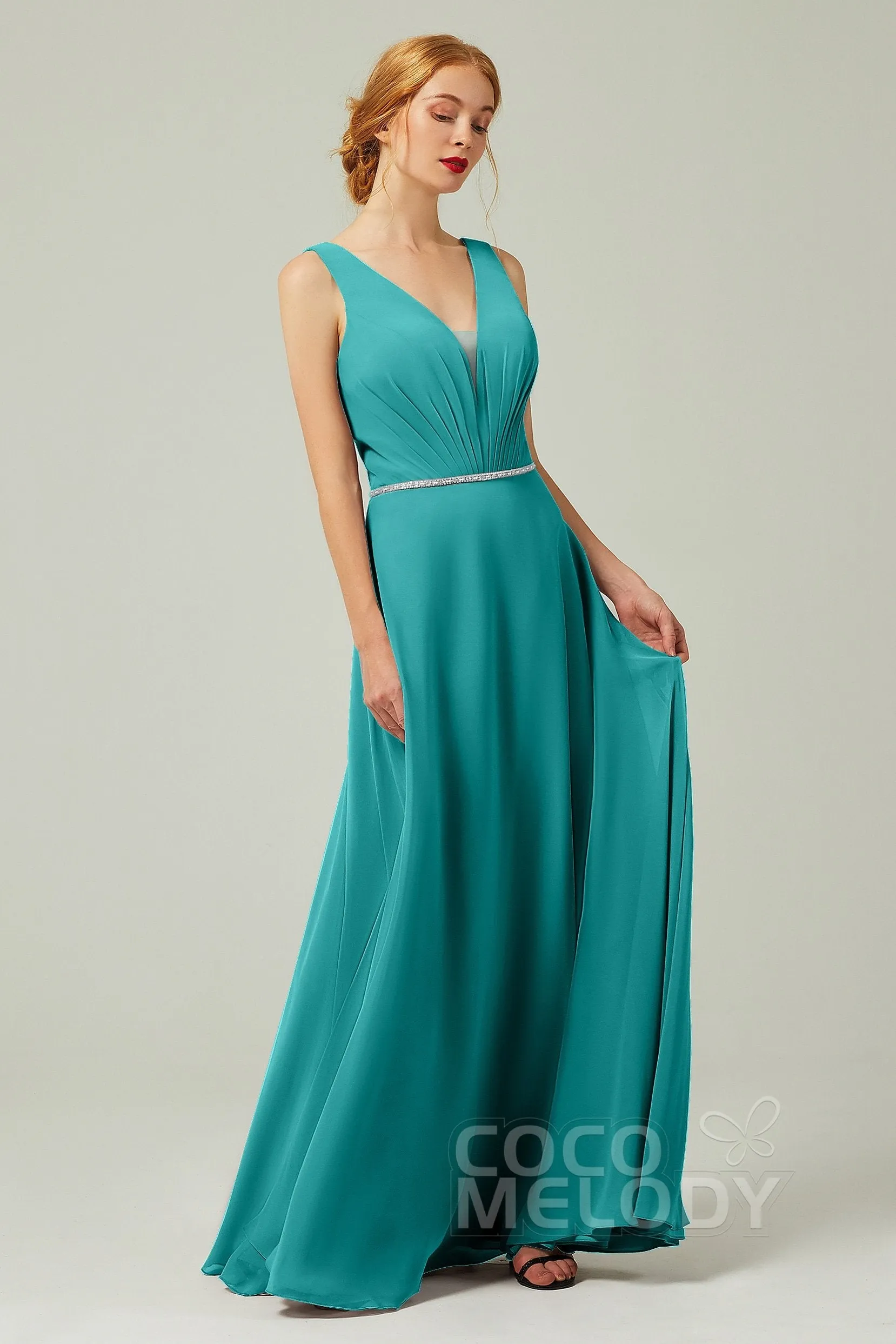A-Line Floor Length Chiffon Bridesmaid Dress CB0332