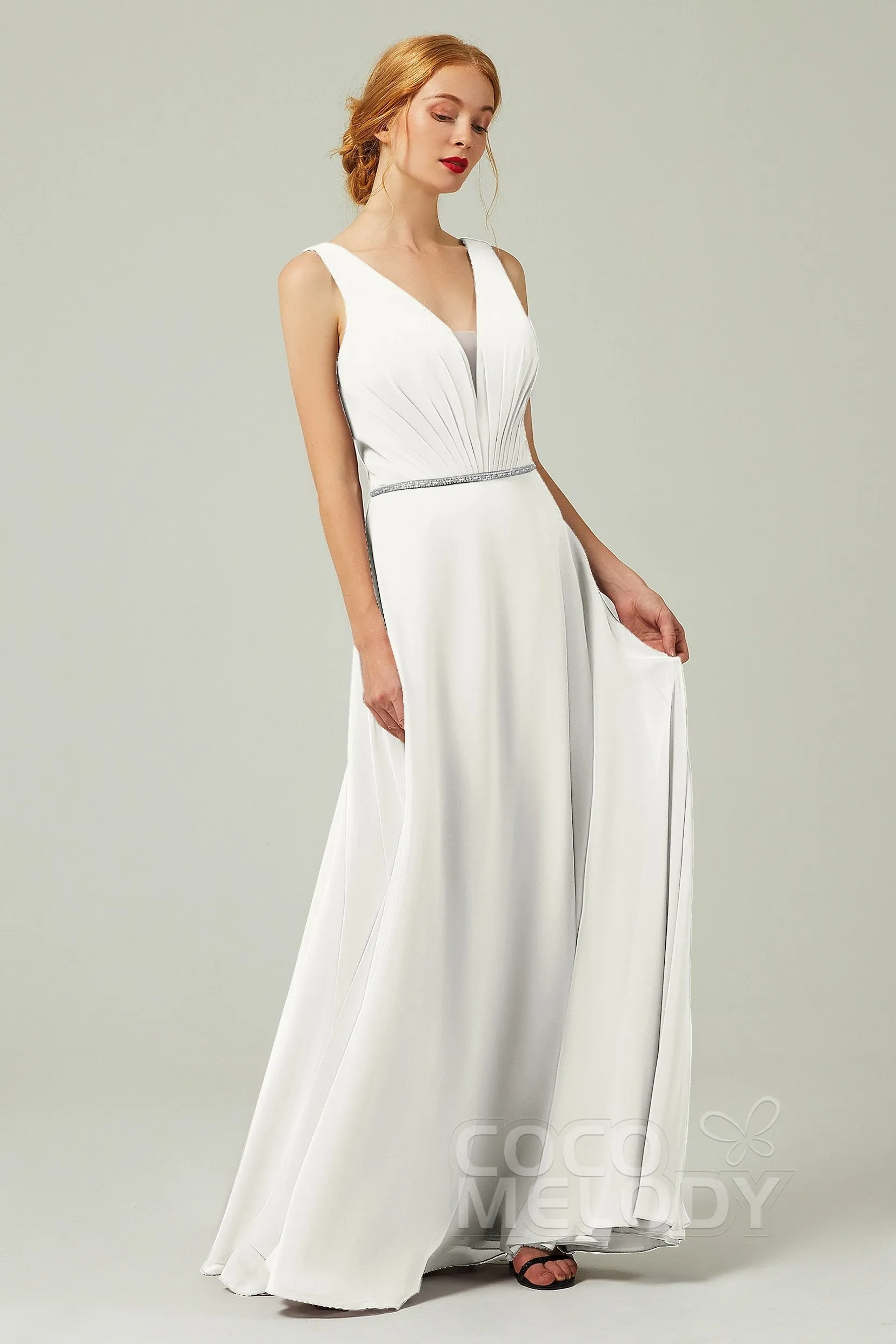 A-Line Floor Length Chiffon Bridesmaid Dress CB0332
