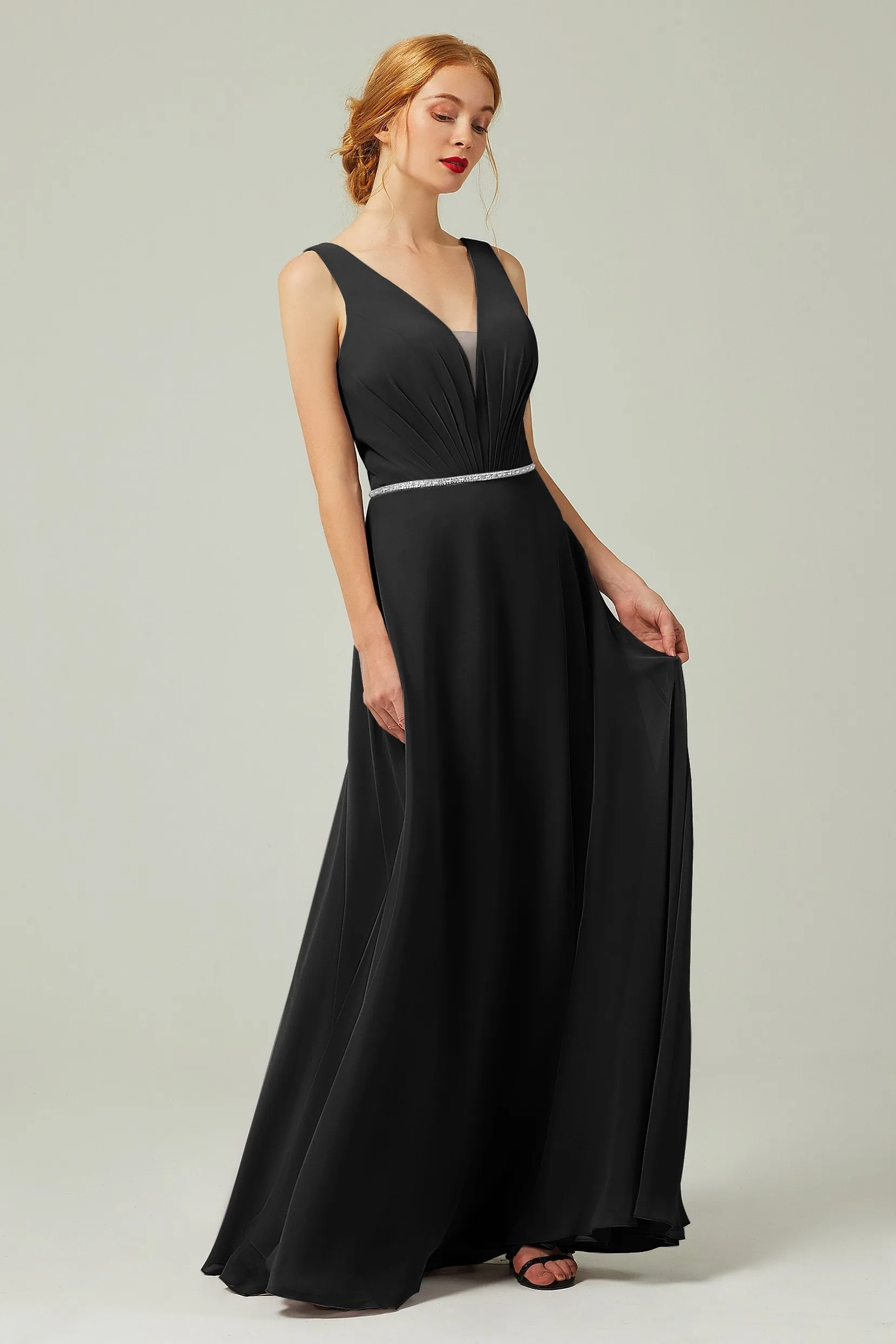 A-Line Floor Length Chiffon Bridesmaid Dress CB0332