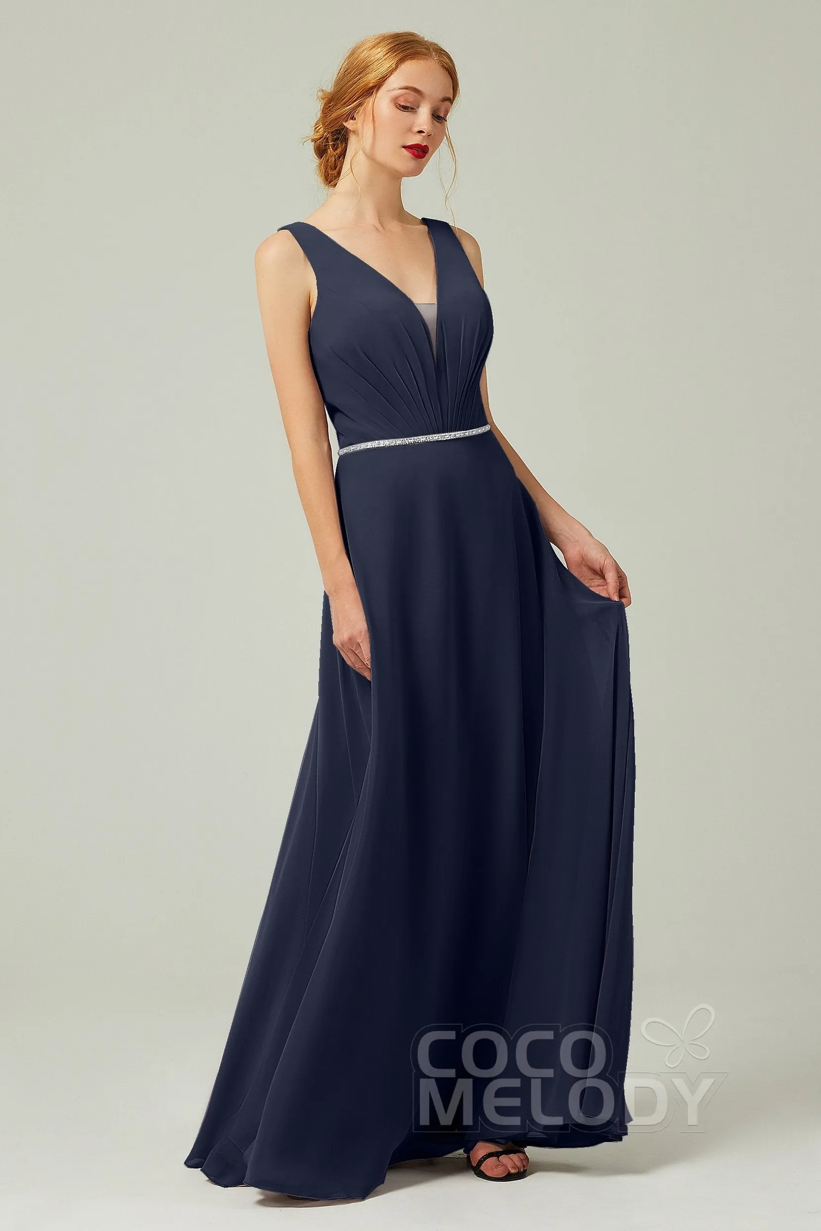 A-Line Floor Length Chiffon Bridesmaid Dress CB0332