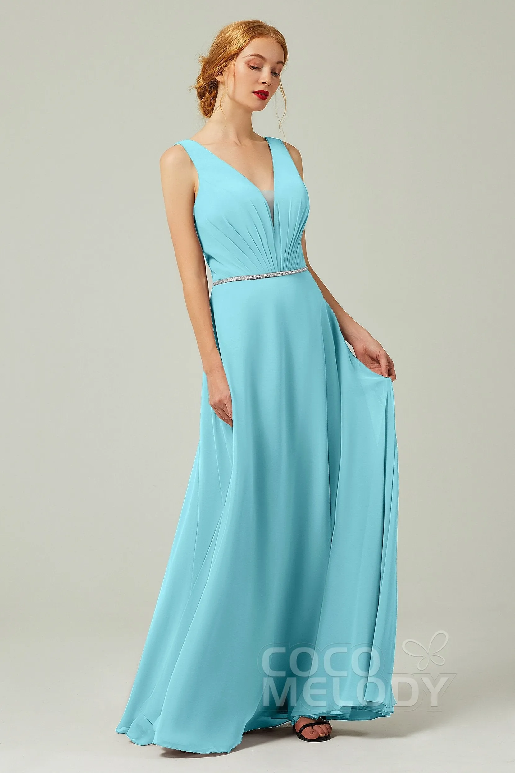 A-Line Floor Length Chiffon Bridesmaid Dress CB0332
