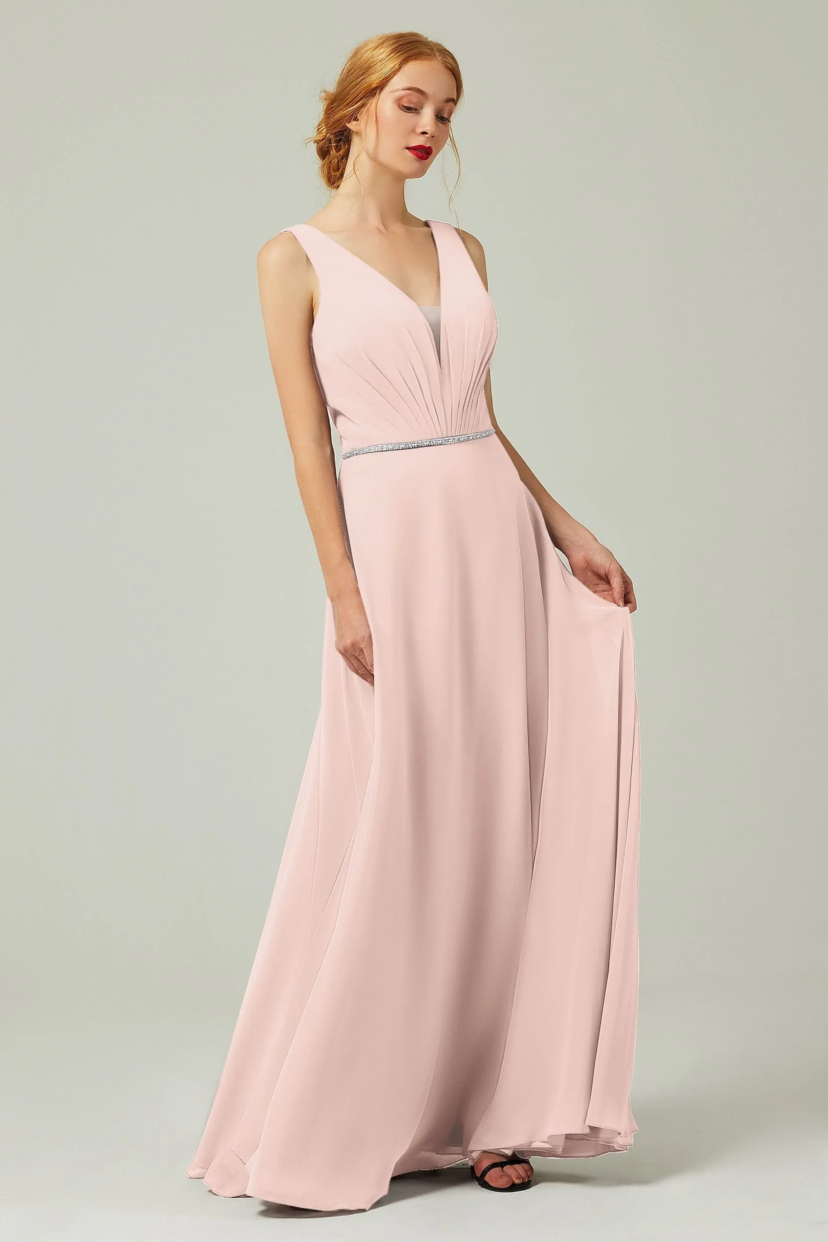 A-Line Floor Length Chiffon Bridesmaid Dress CB0332