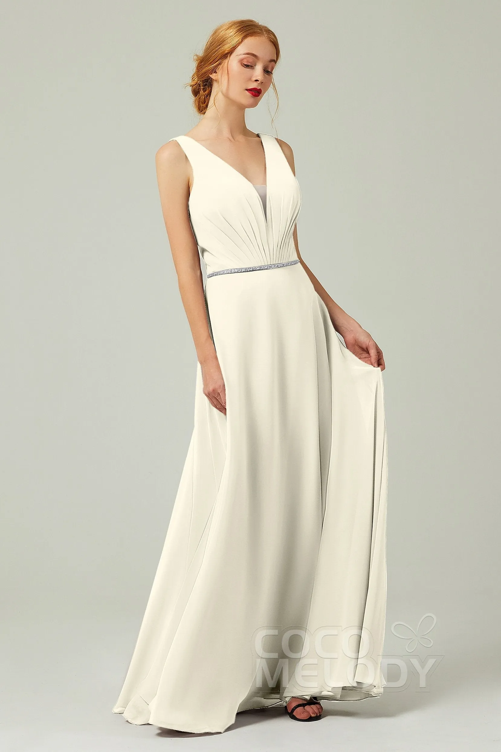 A-Line Floor Length Chiffon Bridesmaid Dress CB0332