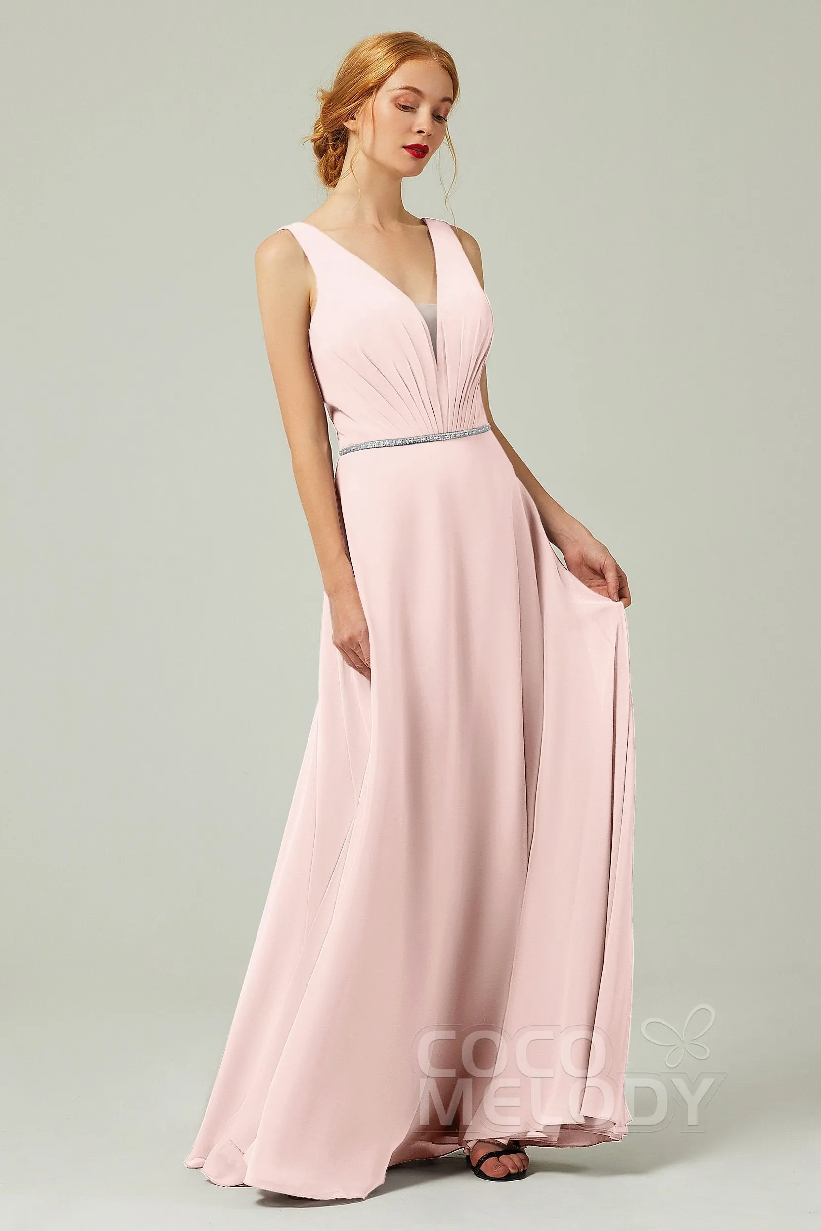 A-Line Floor Length Chiffon Bridesmaid Dress CB0332