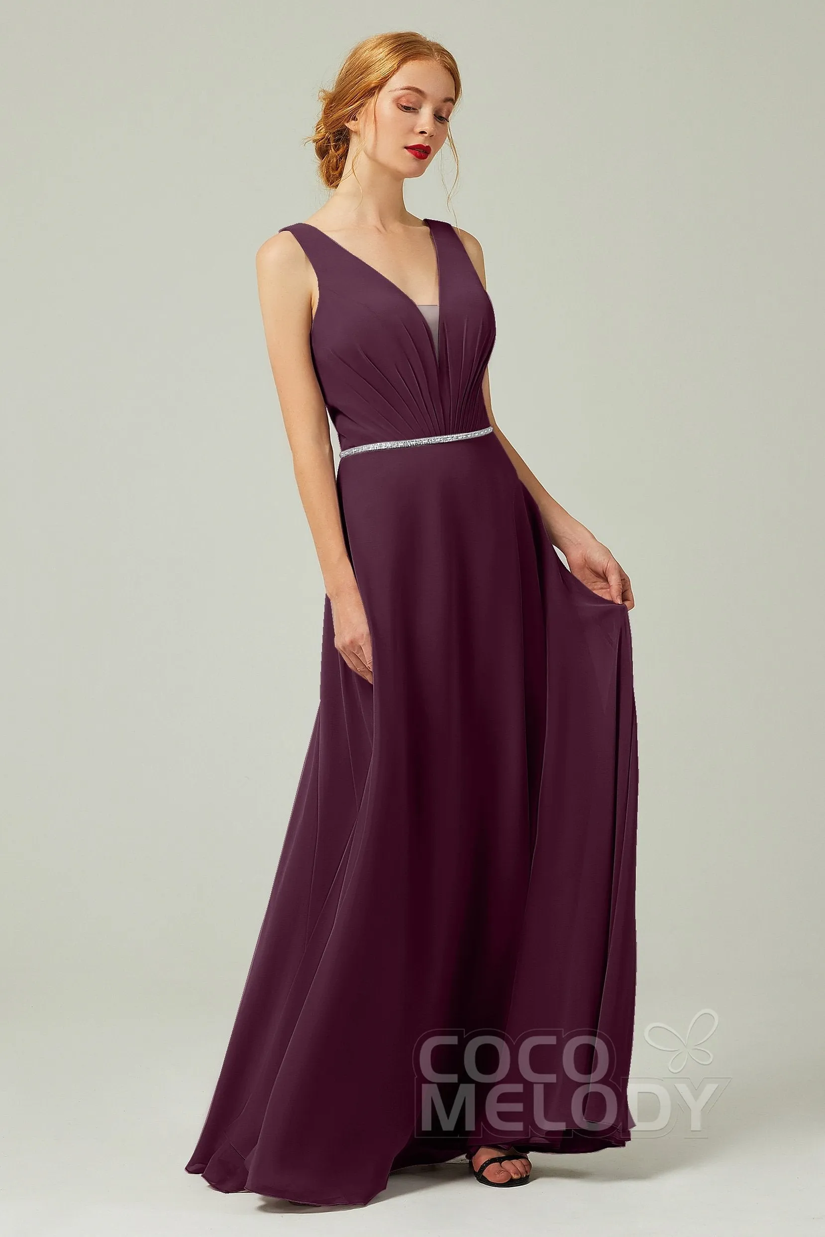 A-Line Floor Length Chiffon Bridesmaid Dress CB0332