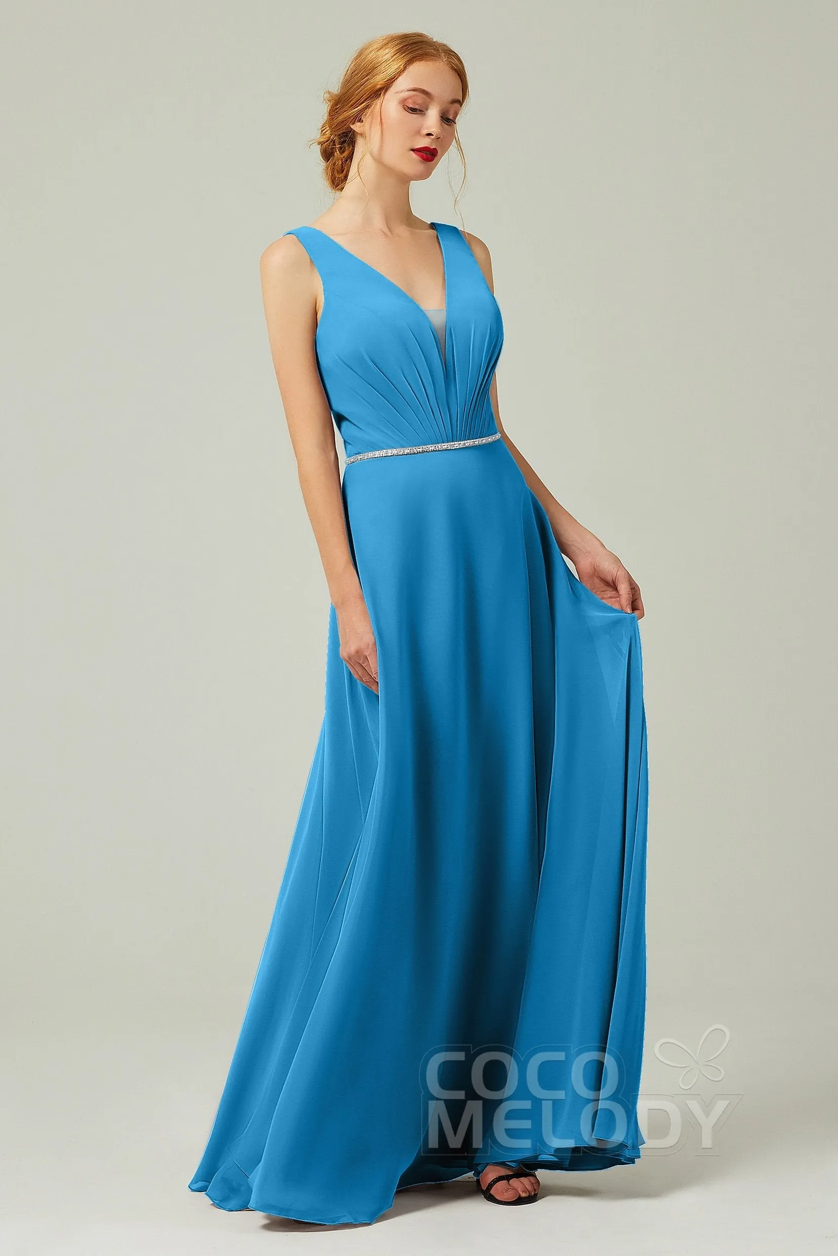A-Line Floor Length Chiffon Bridesmaid Dress CB0332