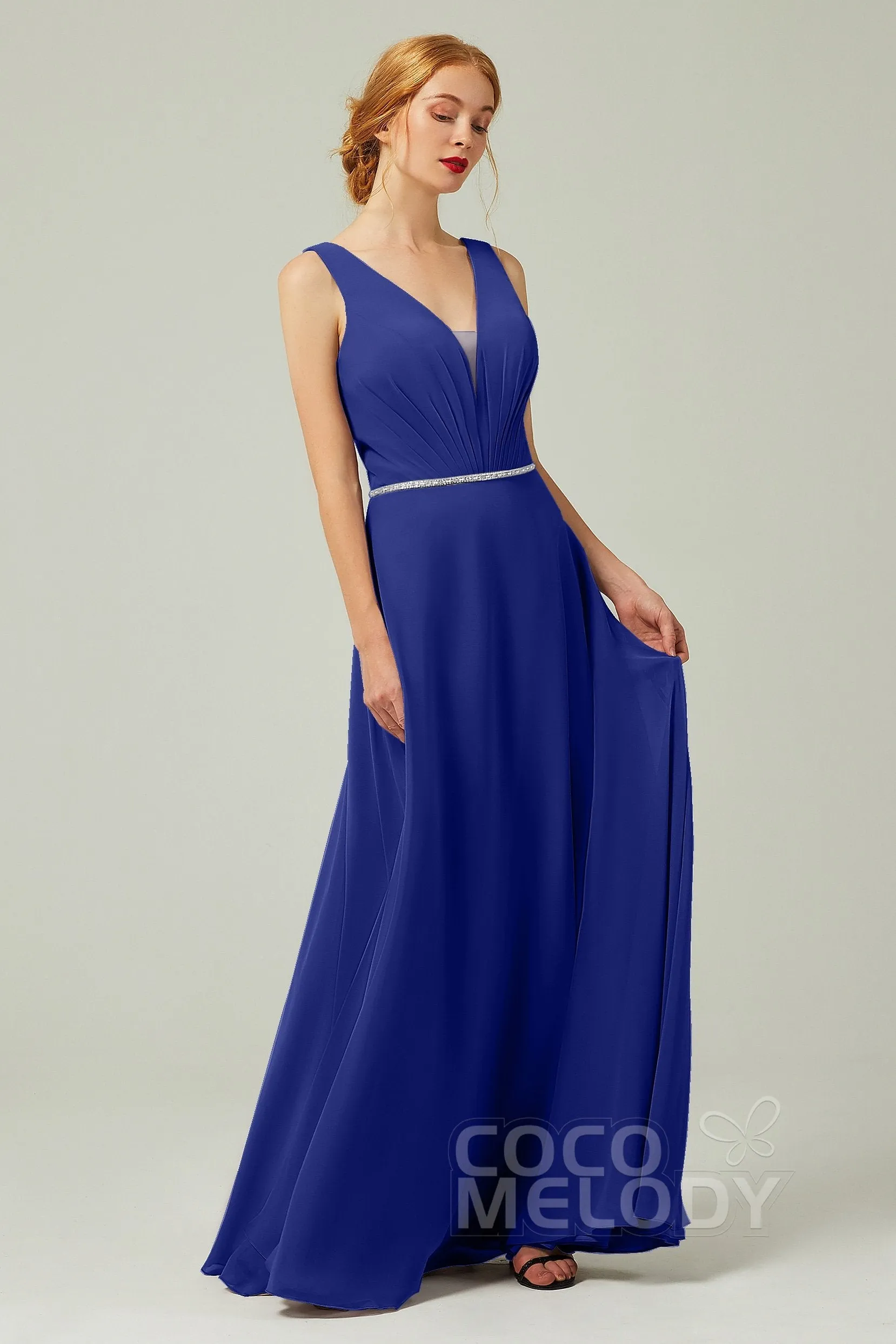 A-Line Floor Length Chiffon Bridesmaid Dress CB0332