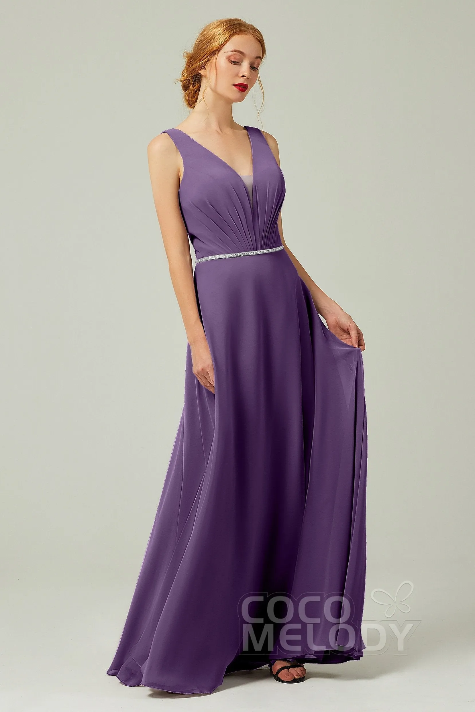 A-Line Floor Length Chiffon Bridesmaid Dress CB0332