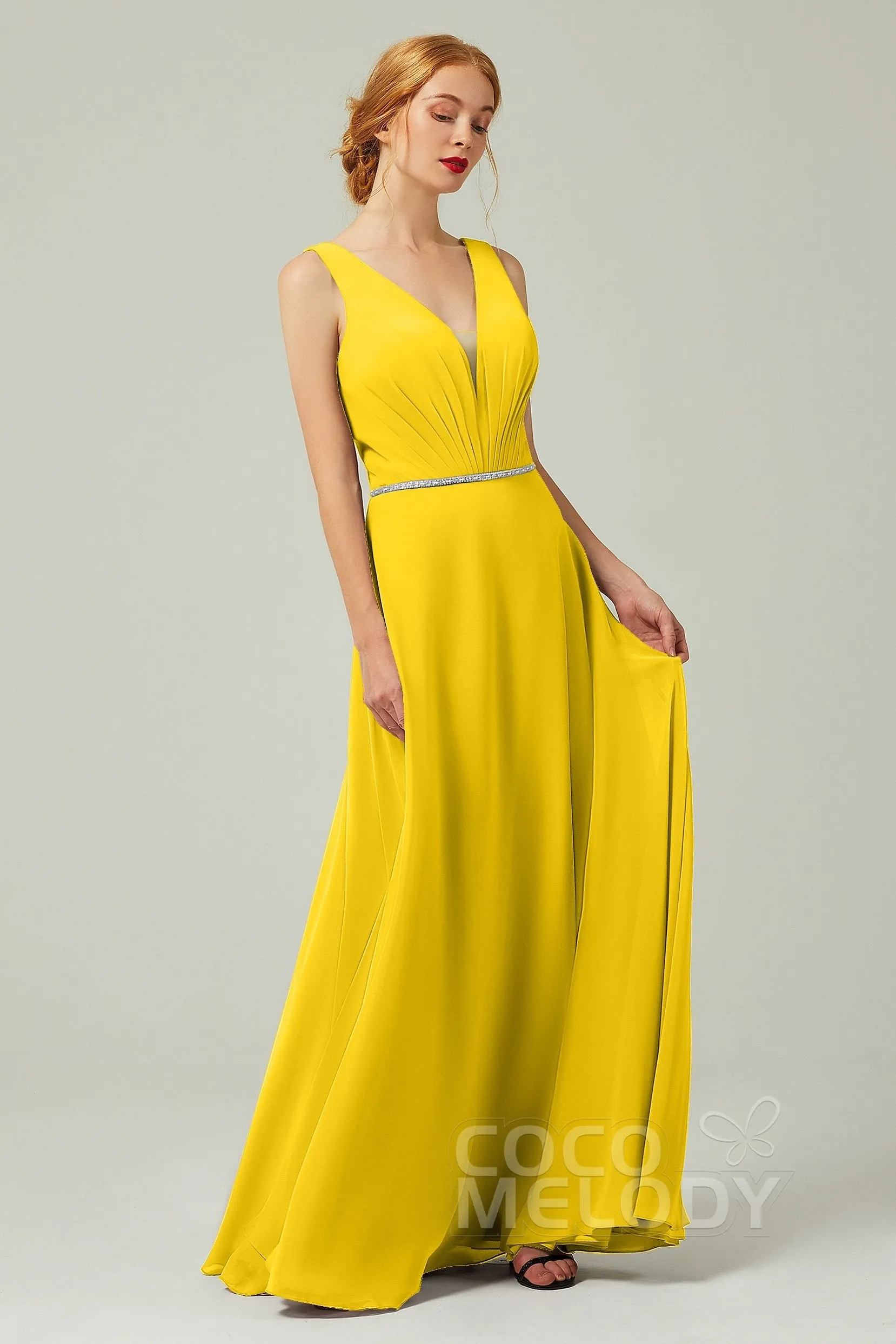 A-Line Floor Length Chiffon Bridesmaid Dress CB0332