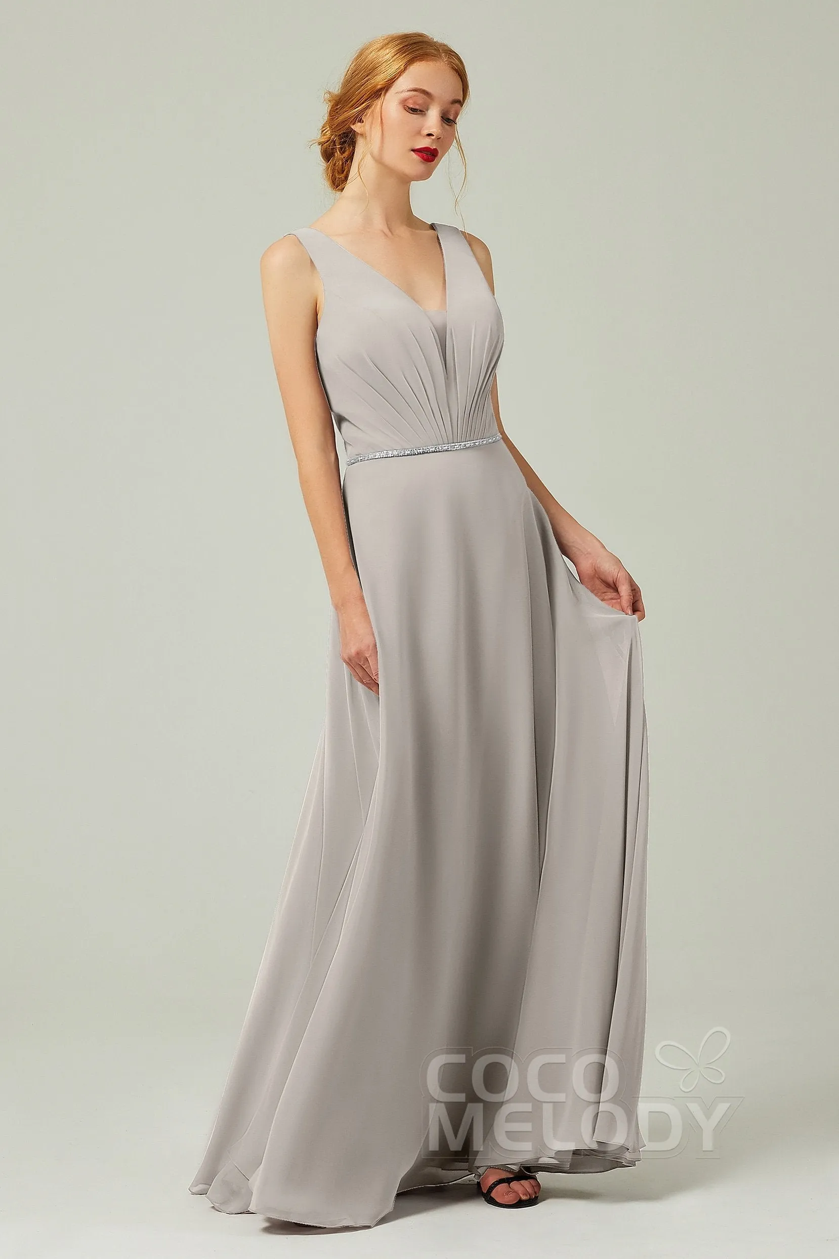 A-Line Floor Length Chiffon Bridesmaid Dress CB0332