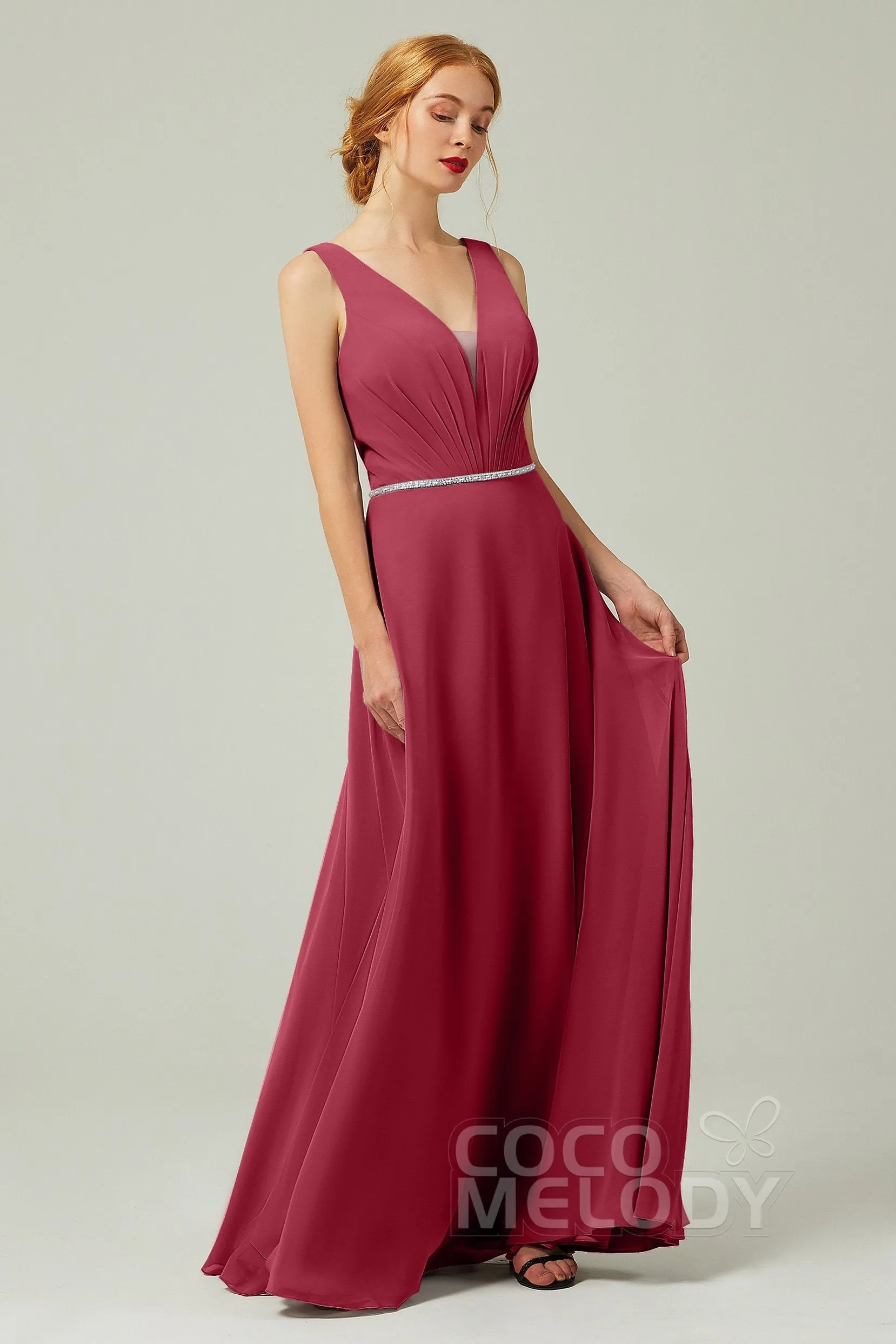 A-Line Floor Length Chiffon Bridesmaid Dress CB0332