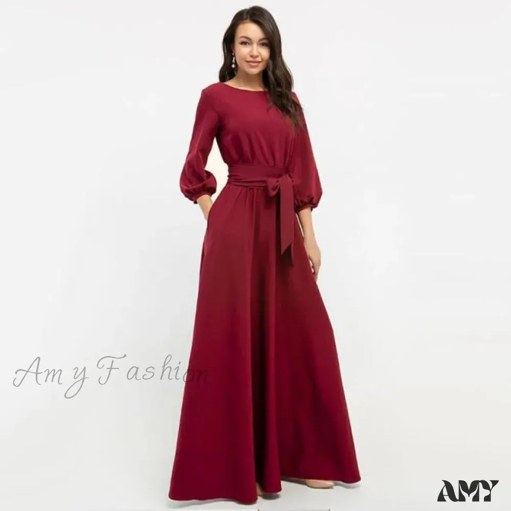 Amy Fashion - Lantern Sleeve Elegant Bandage Dress