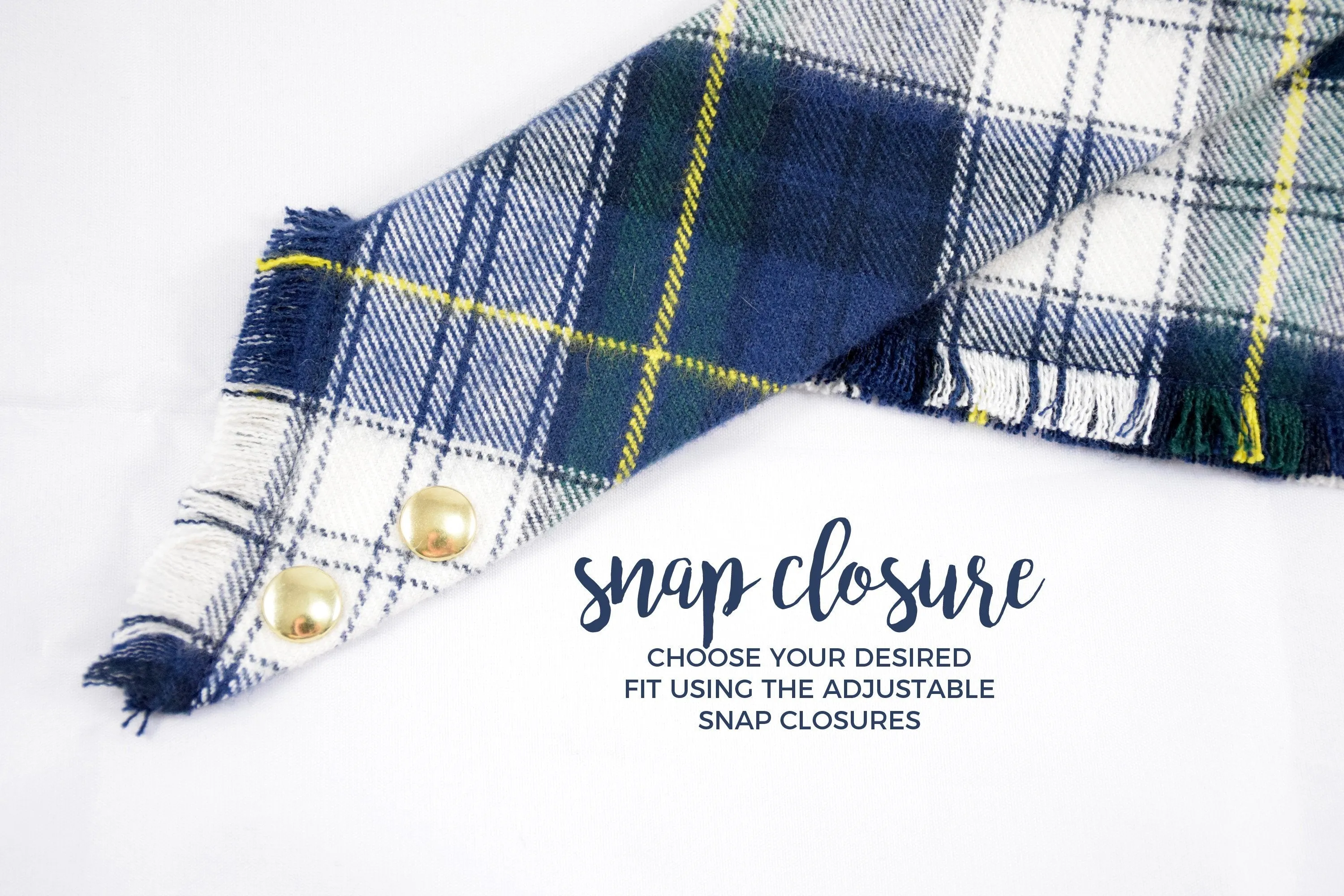 ASH Fringed Flannel Dog Bandana - Snap/Tie On Cotton Scarf