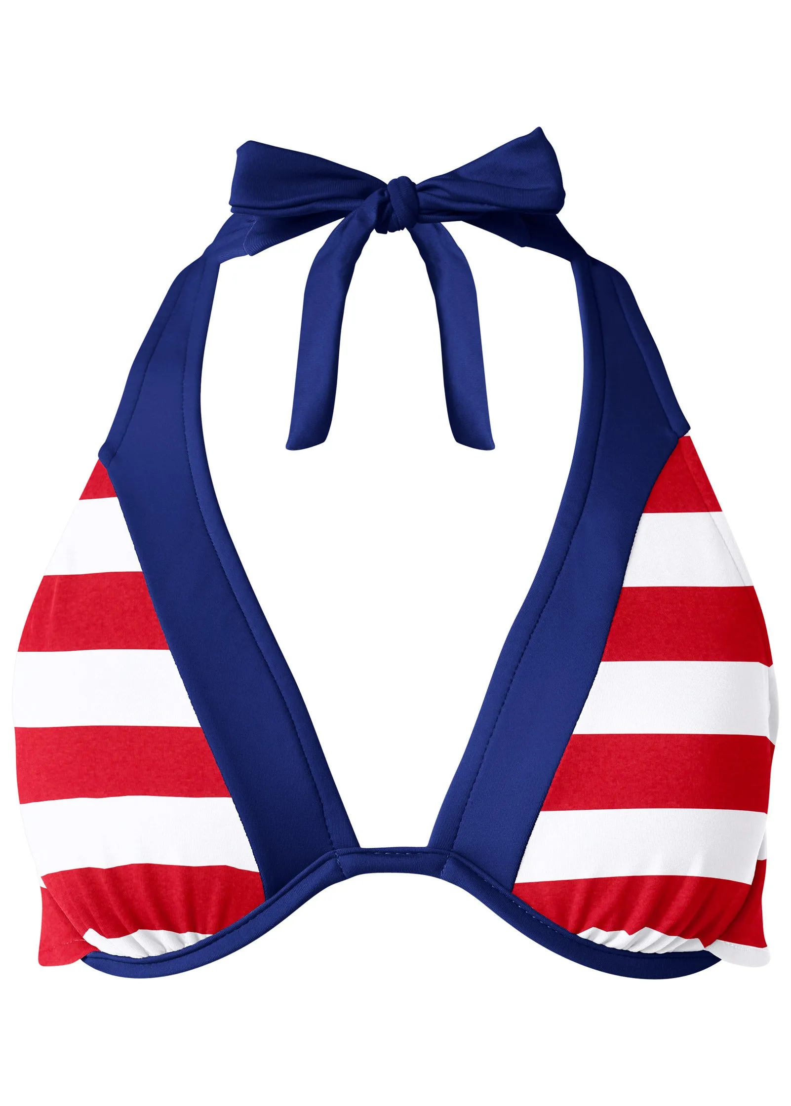 Belize Halter Bikini Top - Red & White Stripe